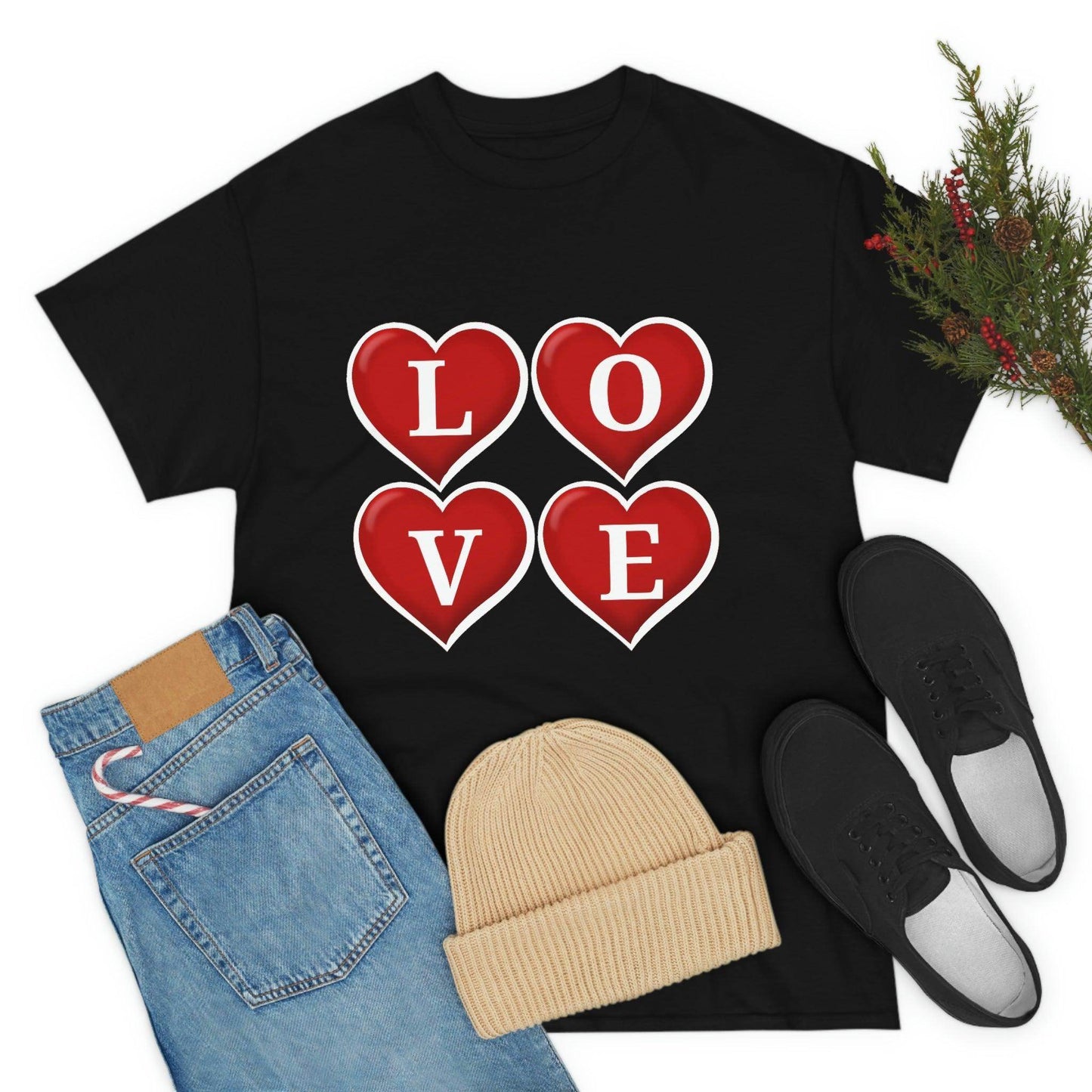 white 4hearts love Tee - Giftsmojo