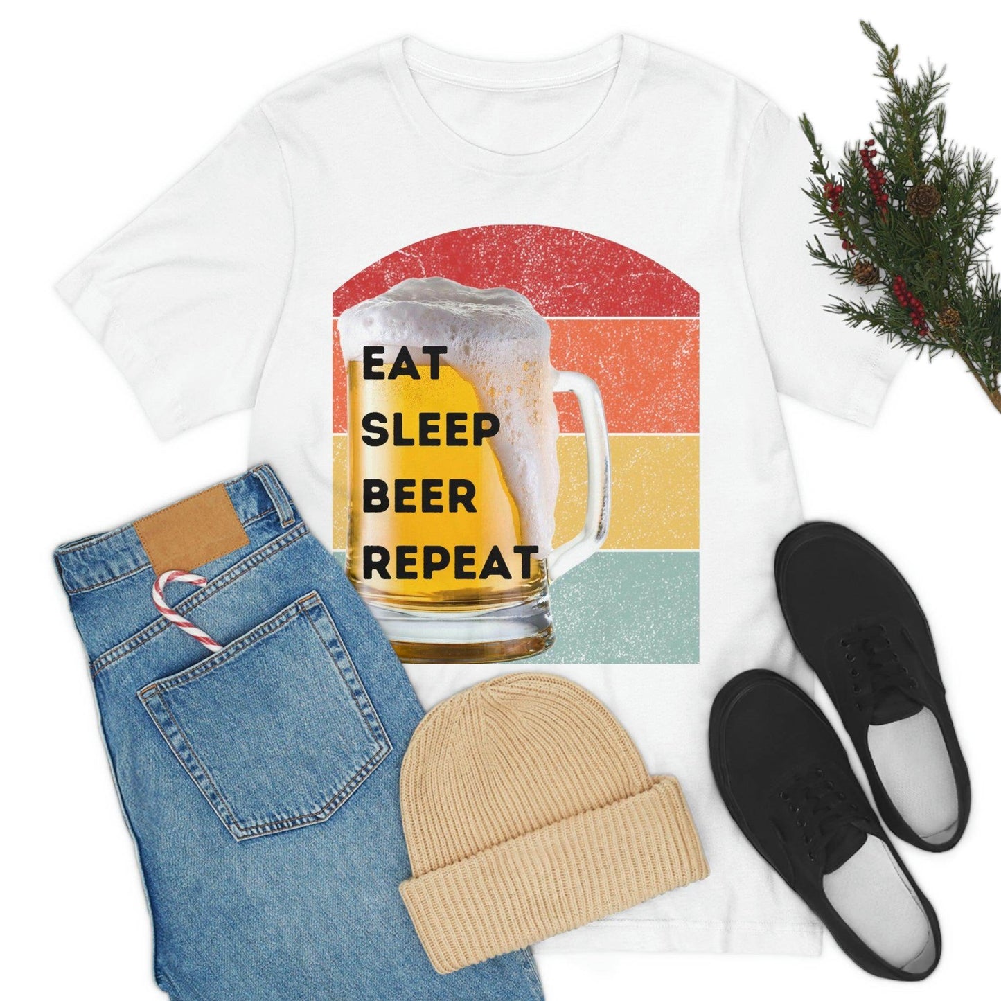 Retro shirt Eat Sleep Beer Repeat - funny beer shirt - Giftsmojo