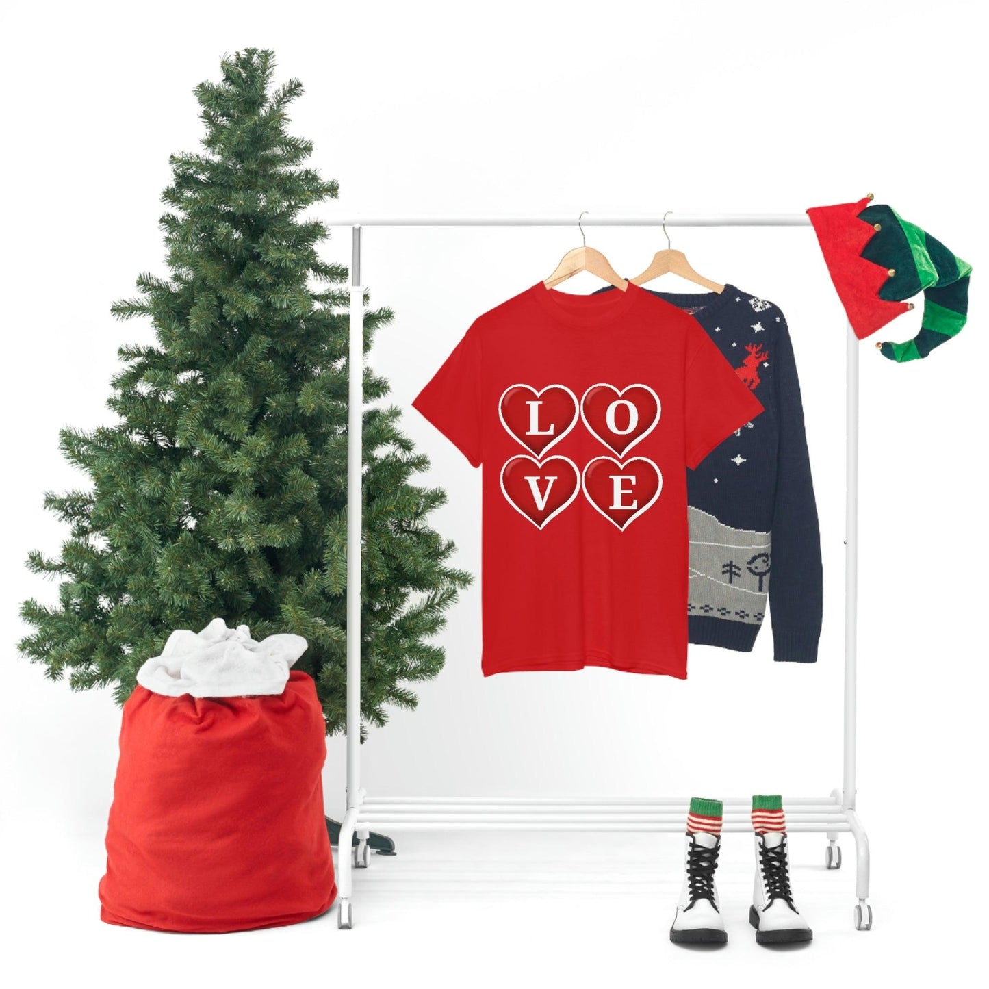 white 4hearts love Tee - Giftsmojo