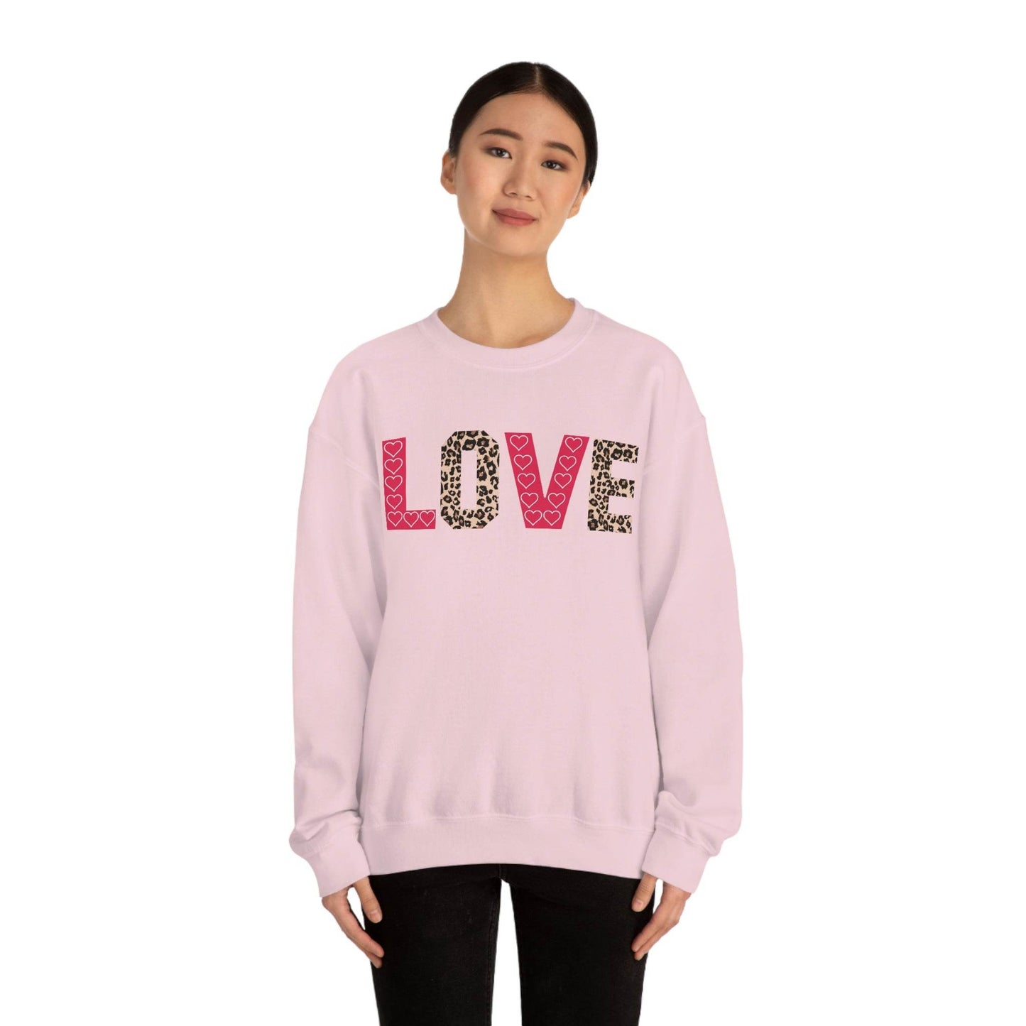 Love Sweatshirt with partial leopard print - Giftsmojo