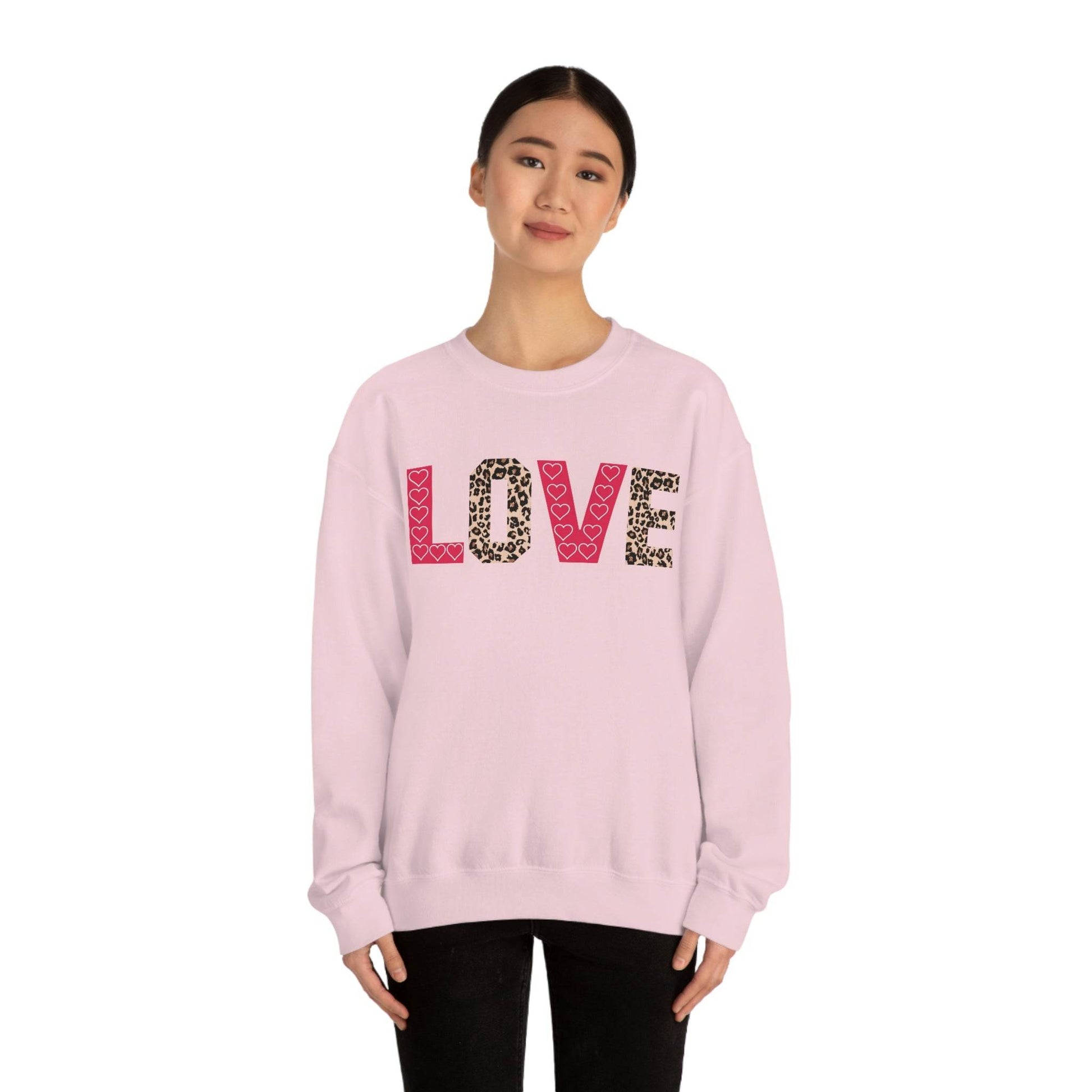 Love Sweatshirt with partial leopard print - Giftsmojo