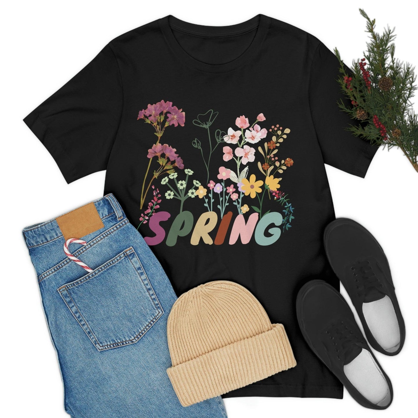 Spring Shirt, Flower T shirt, Vintage Botanical Shirt, Vintage T-shirt, Graphic Tshirt, Botanical Print, Vintage Flower Shirt, Wildflower,