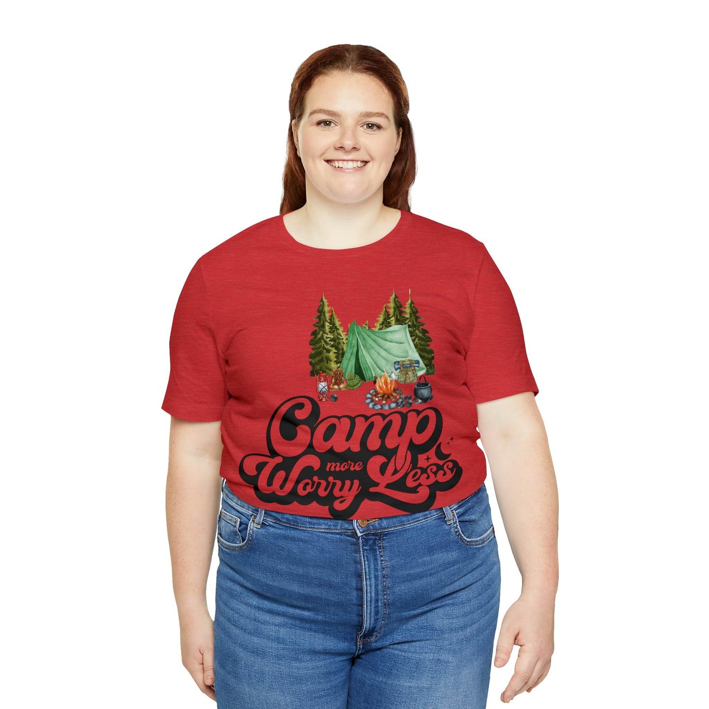 Camp More Worry Less Shirt, Outdoor adventure clothing, Nature-inspired shirts, Hiking apparel, Outdoor enthusiasts gift, Adventure-themed attire - Giftsmojo