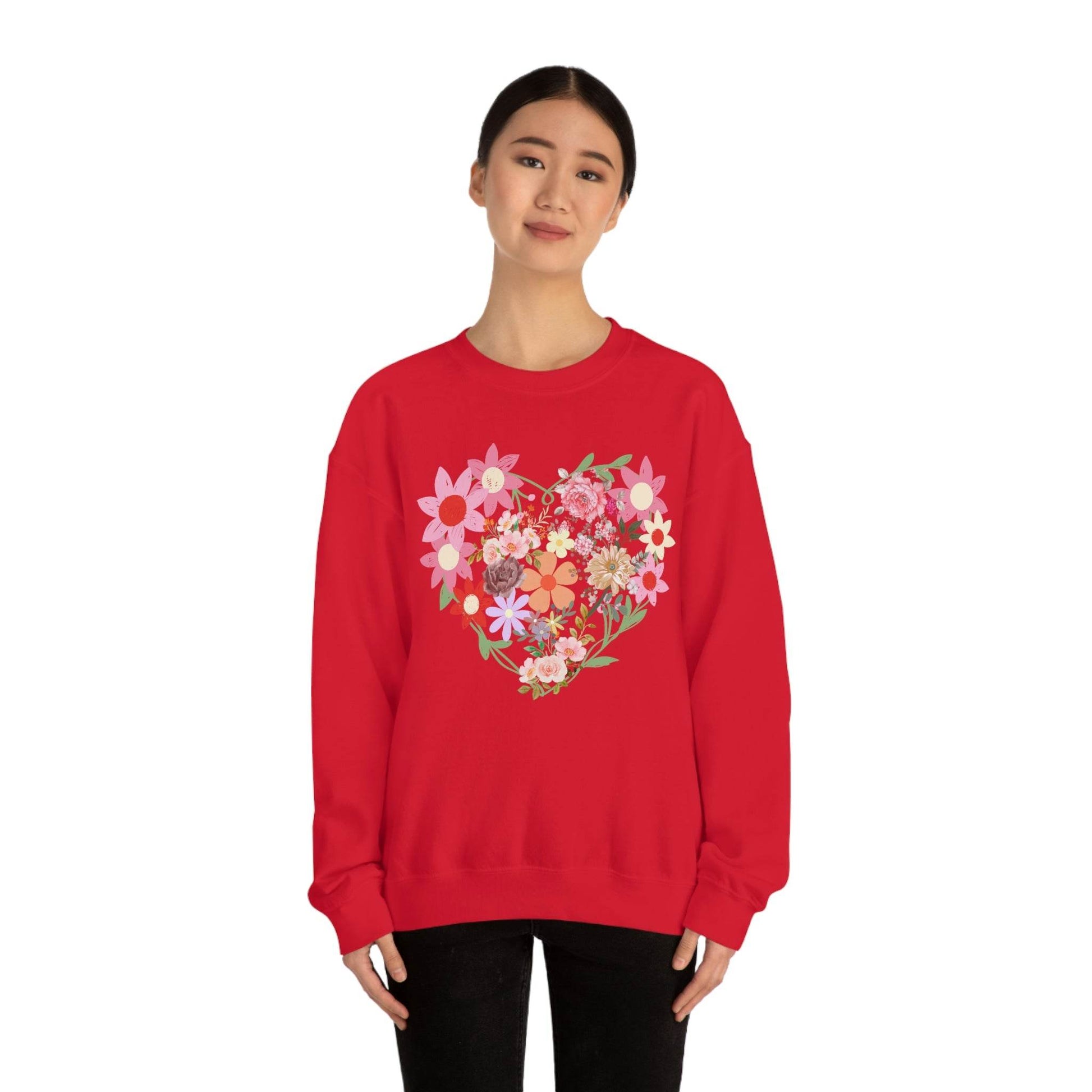 Flower Heart sweatshirt - Floral sweatshirt - Love Sweatshirt - Giftsmojo