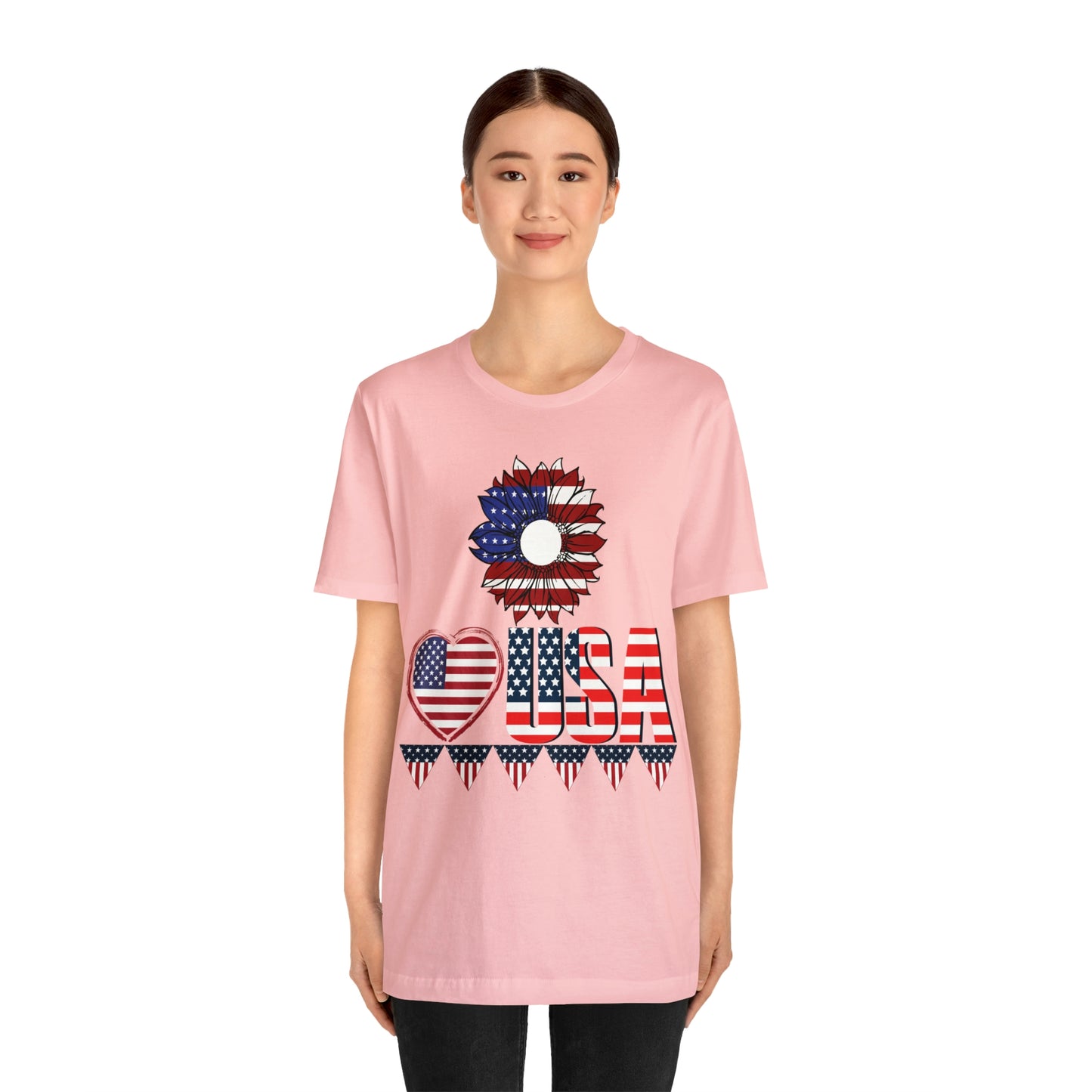 American flag shirt, Red, white, and blue shirt, Flower Love USA shirt,
