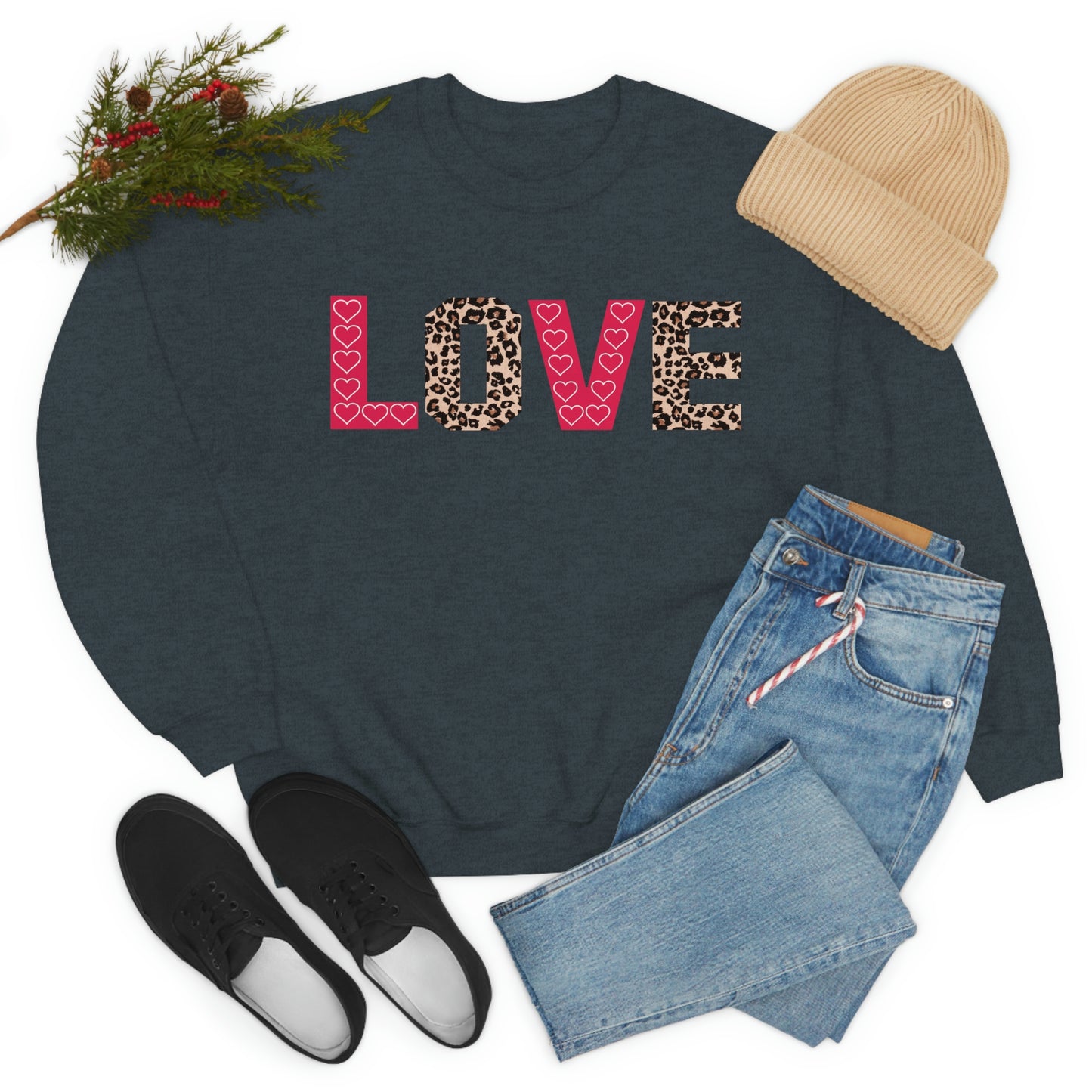 Love Sweatshirt with partial leopard print