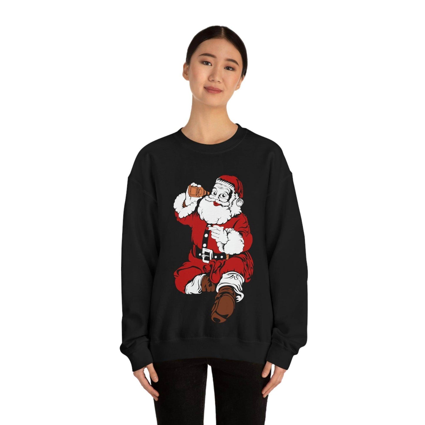 Santa drinking beer Unisex Heavy Blend Crewneck Sweatshirt - Giftsmojo
