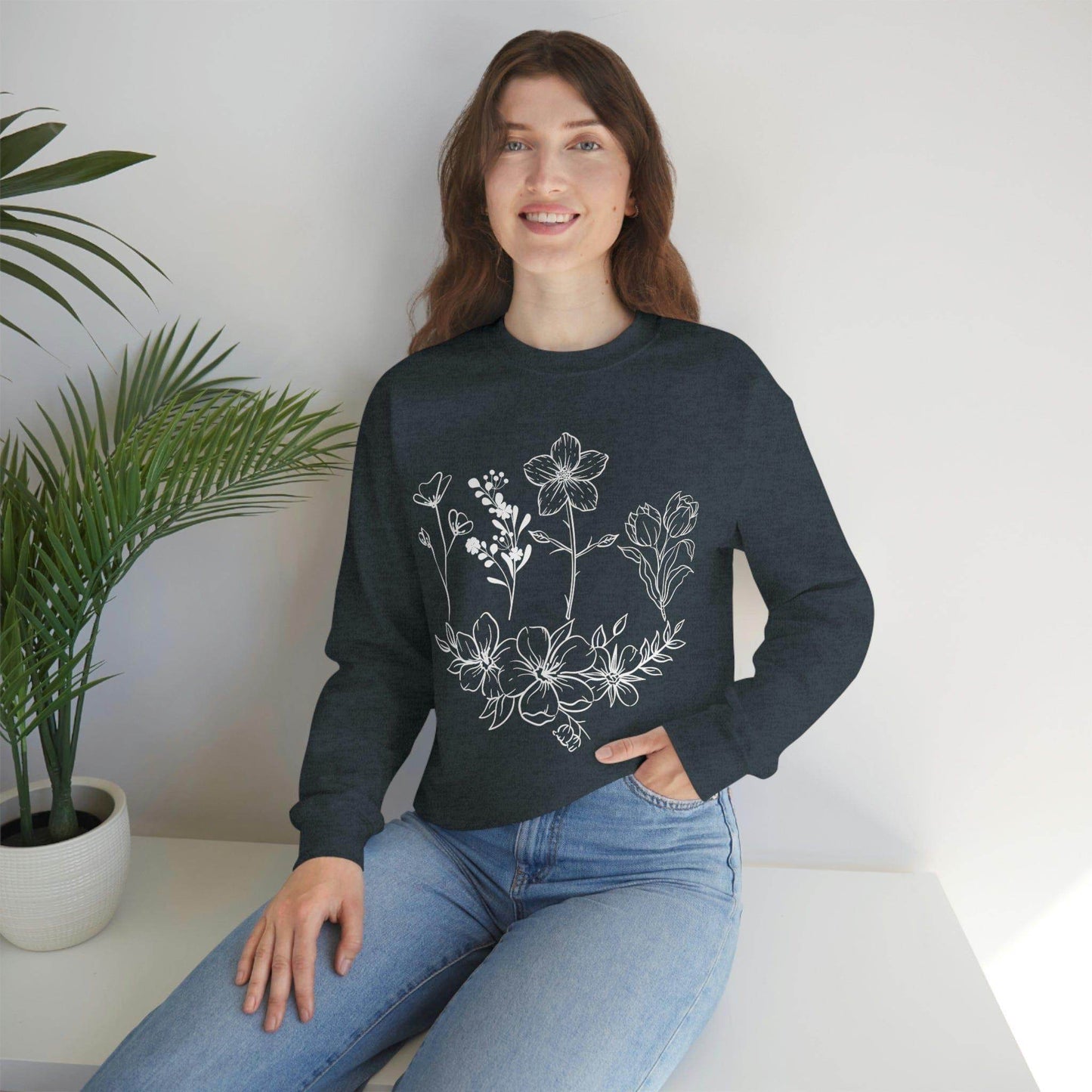 Flower sweatshirt, Vintage Flower Shirt, Vintage Botanical Shirt, plant sweatshirt, - Giftsmojo