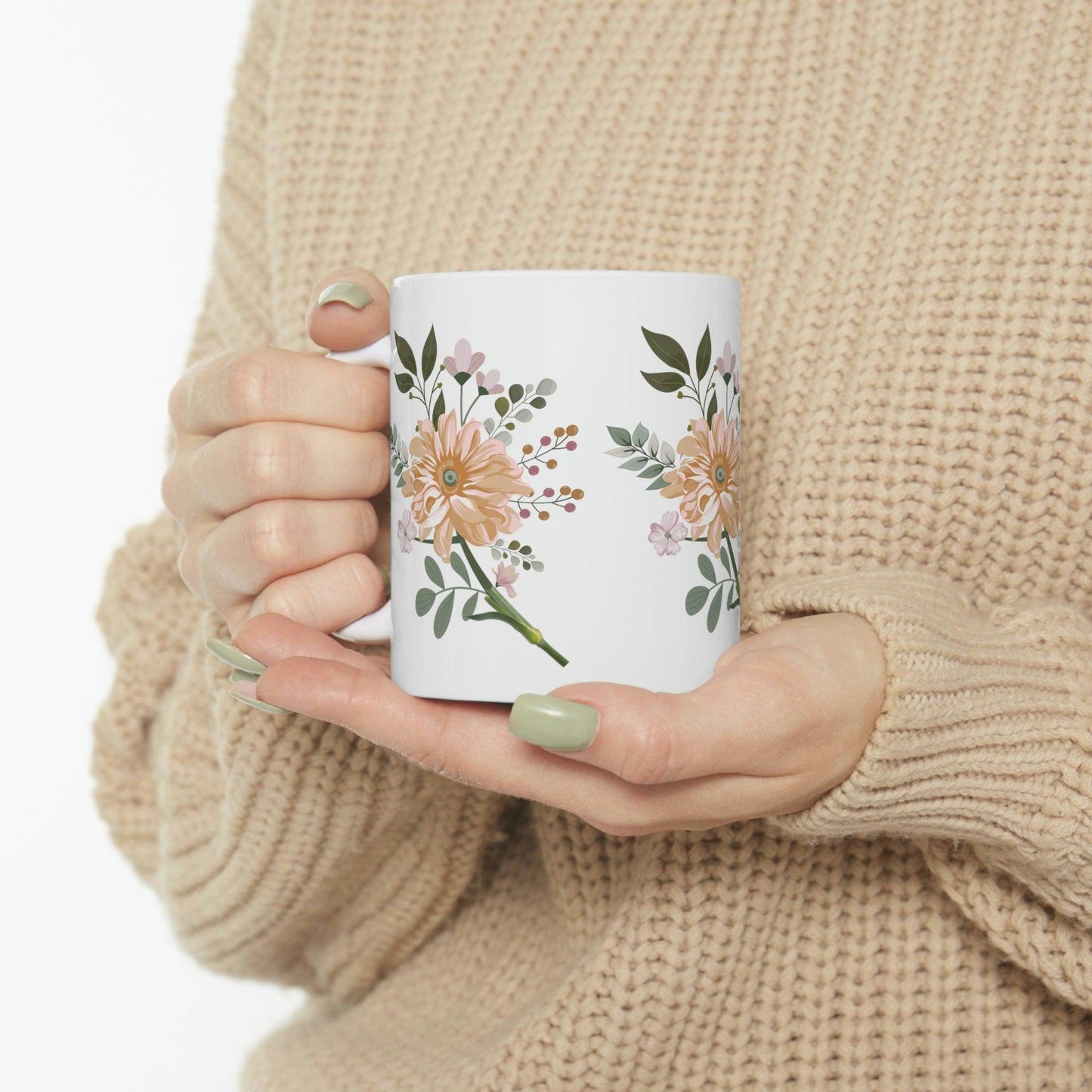 Floral Mug, gift for mom on mothers day, Birthday gift for mom, gift for plant lovers, coffee mug for her, hot cocoa mug, gift for coffee lover - Giftsmojo