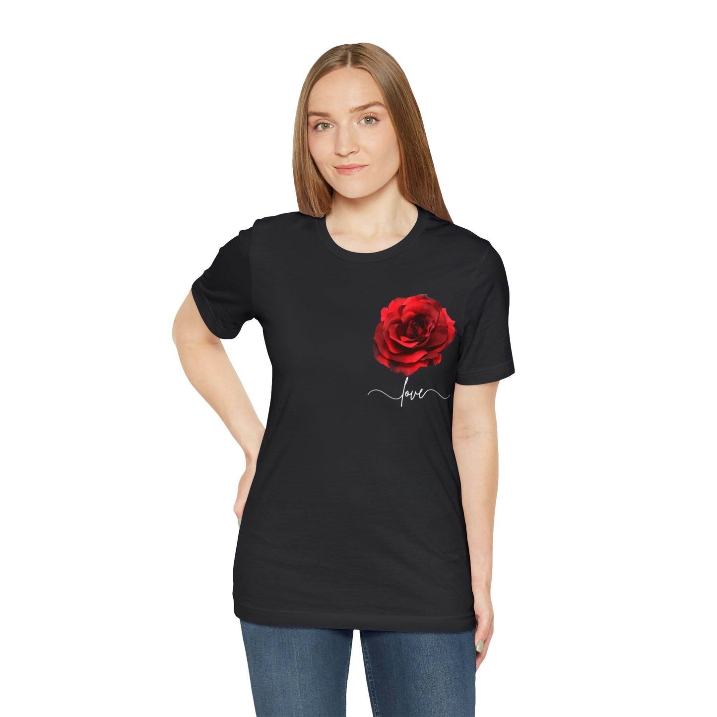 Love Rose Flower T-shirt for Women, Rose Graphic T-shirt, floral shirt, gift for her, love shirt - Giftsmojo