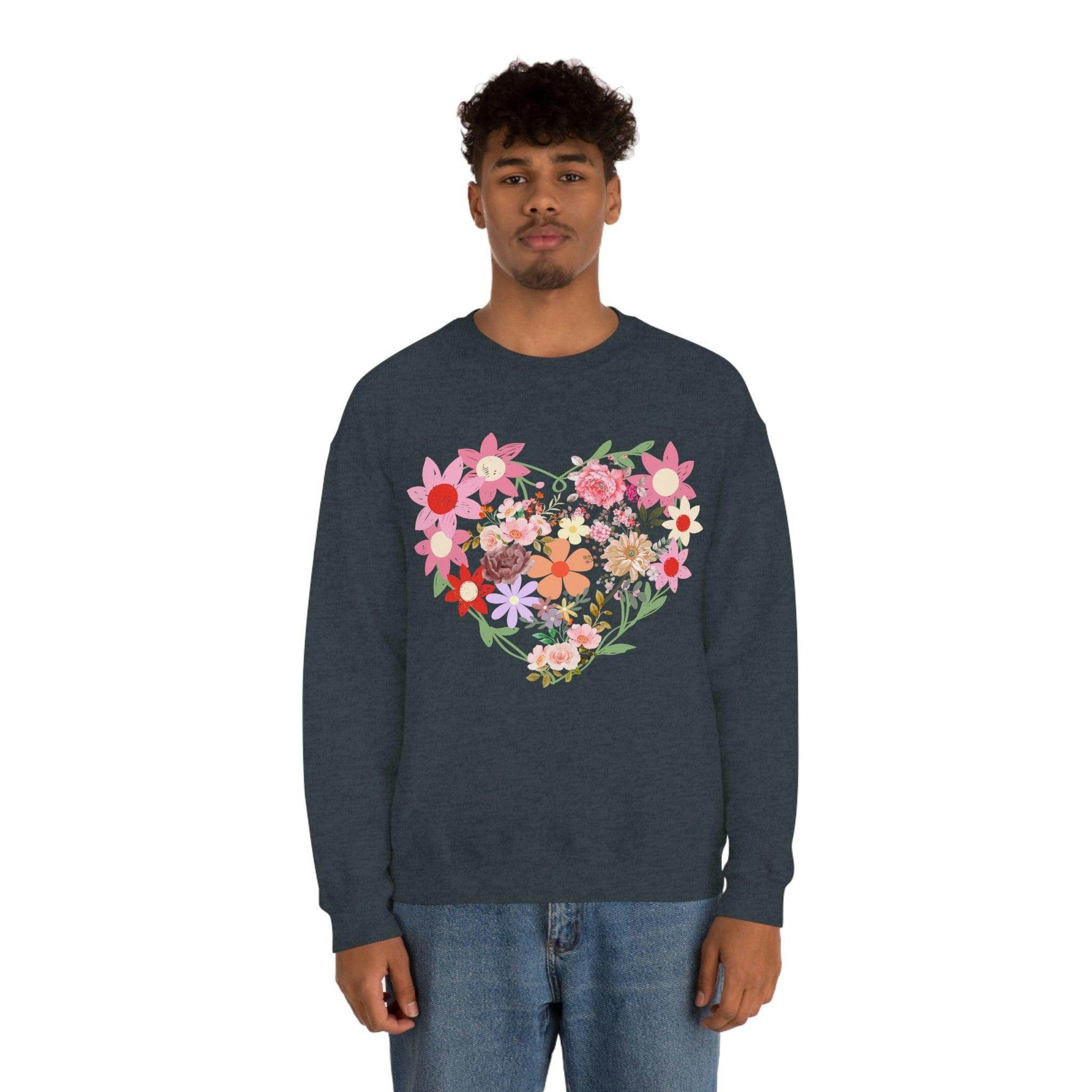 Flower Heart sweatshirt - Floral sweatshirt - Love Sweatshirt - Giftsmojo