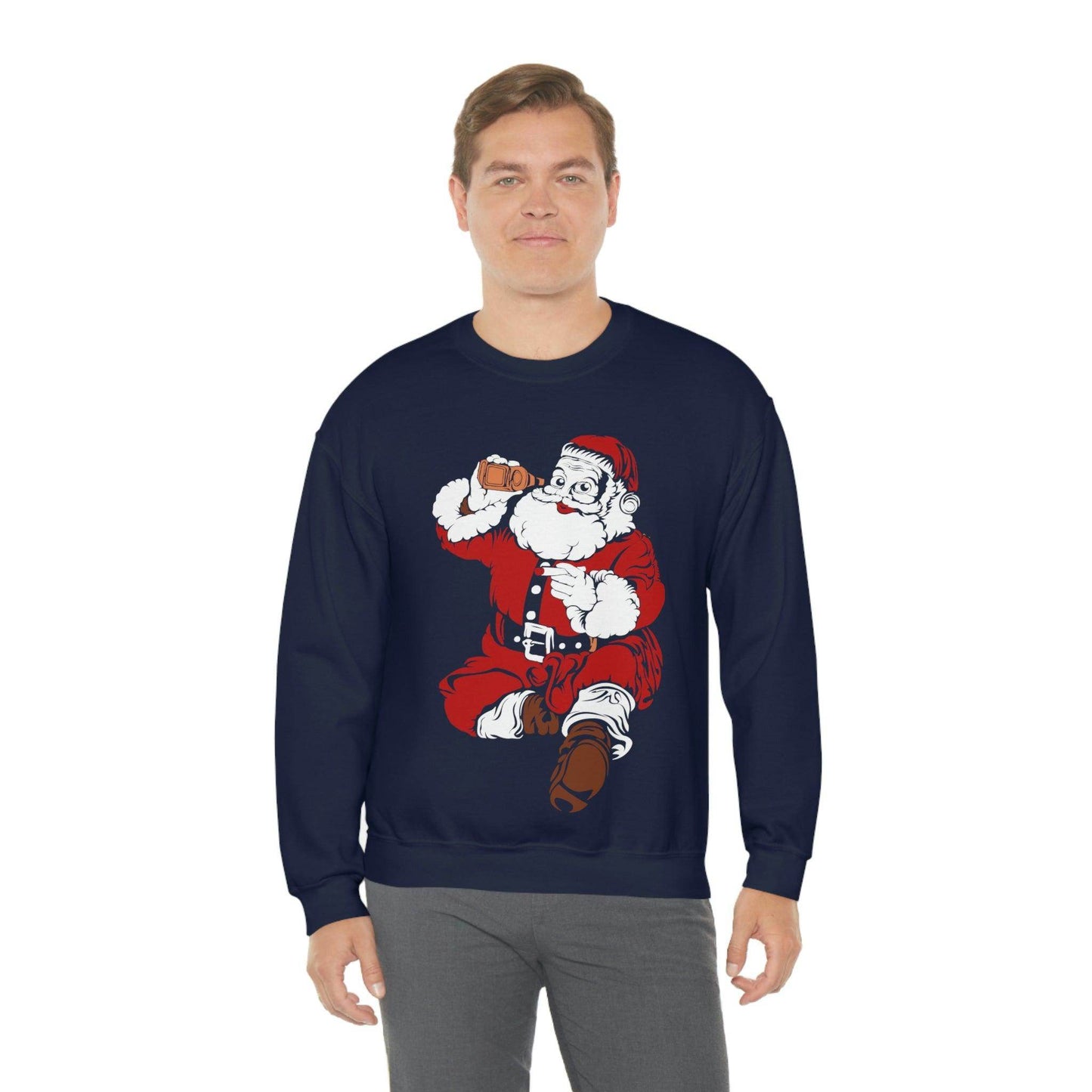 Santa drinking beer Unisex Heavy Blend Crewneck Sweatshirt - Giftsmojo