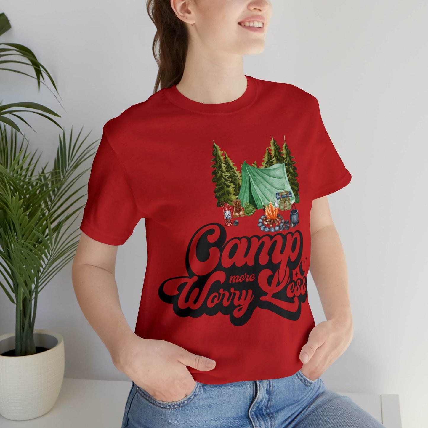 Camp More Worry Less Shirt, Outdoor adventure clothing, Nature-inspired shirts, Hiking apparel, Outdoor enthusiasts gift, Adventure-themed attire - Giftsmojo
