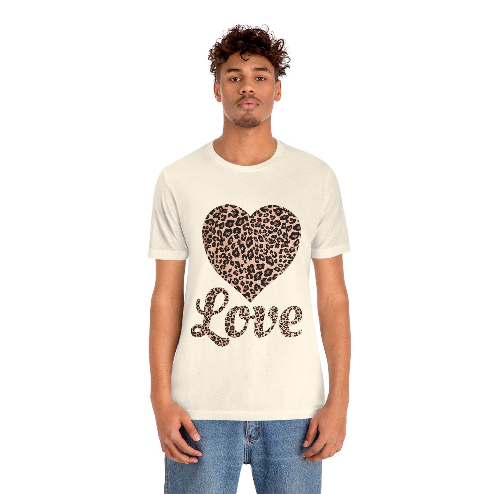Leopard Print, Love Heart Tee, - Giftsmojo
