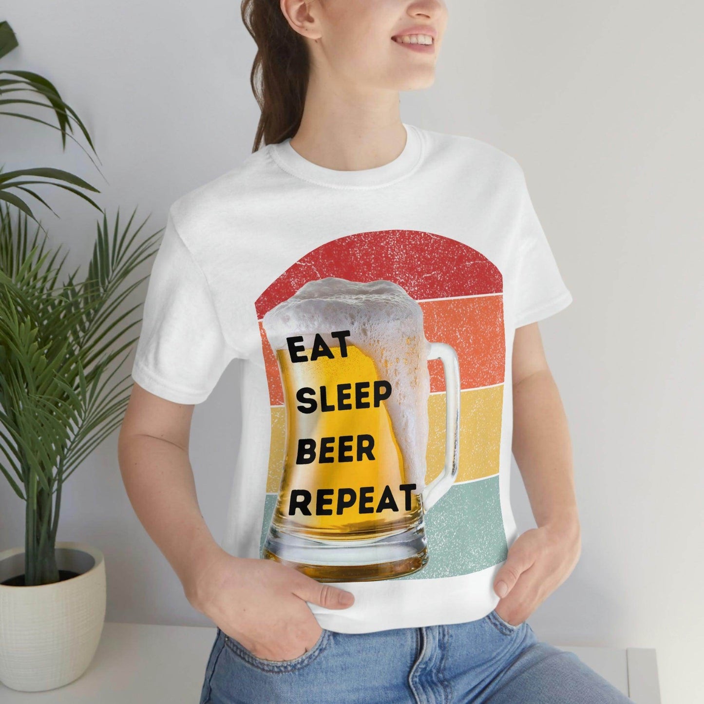 Retro shirt Eat Sleep Beer Repeat - funny beer shirt - Giftsmojo