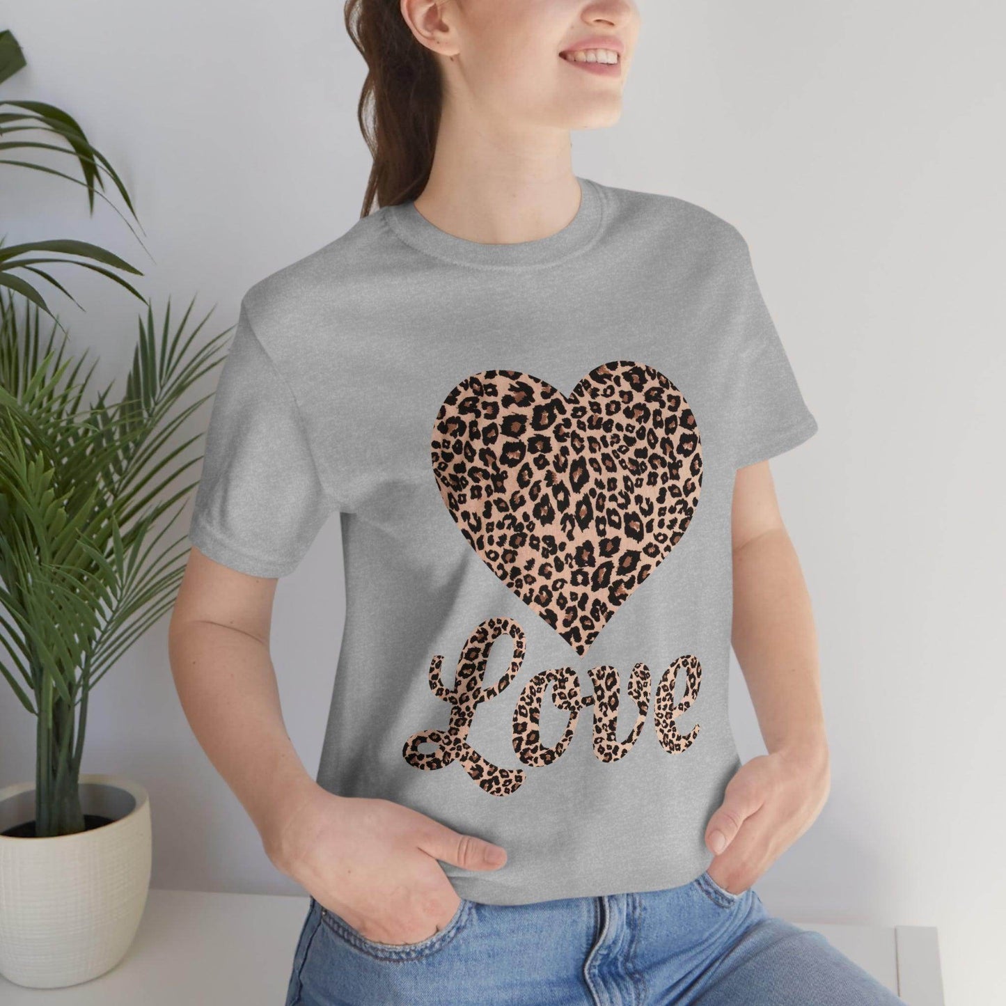 Leopard Print, Love Heart Tee, - Giftsmojo
