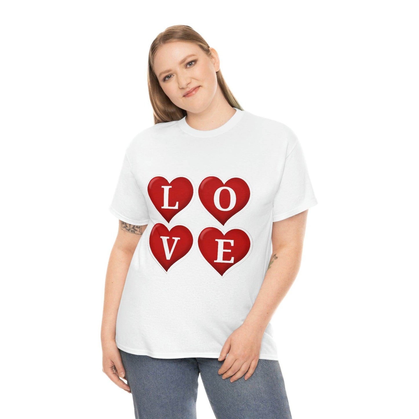 white 4hearts love Tee - Giftsmojo