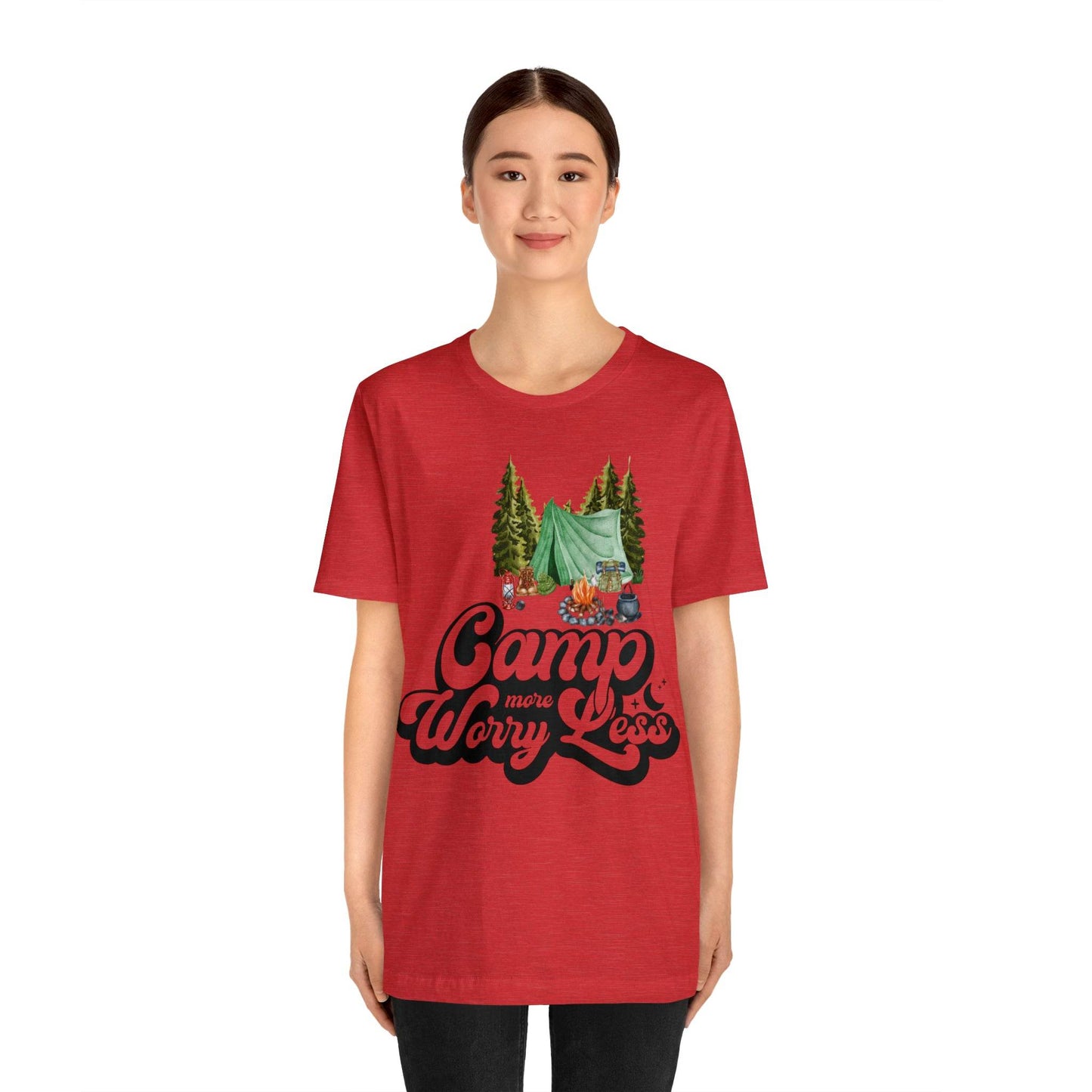 Camp More Worry Less Shirt, Outdoor adventure clothing, Nature-inspired shirts, Hiking apparel, Outdoor enthusiasts gift, Adventure-themed attire - Giftsmojo