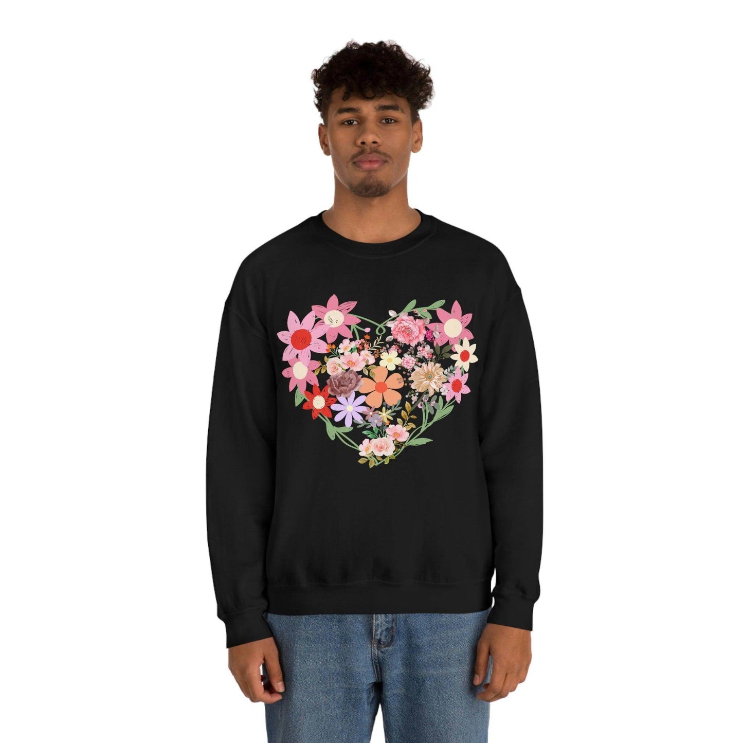 Flower Heart sweatshirt - Floral sweatshirt - Love Sweatshirt - Giftsmojo