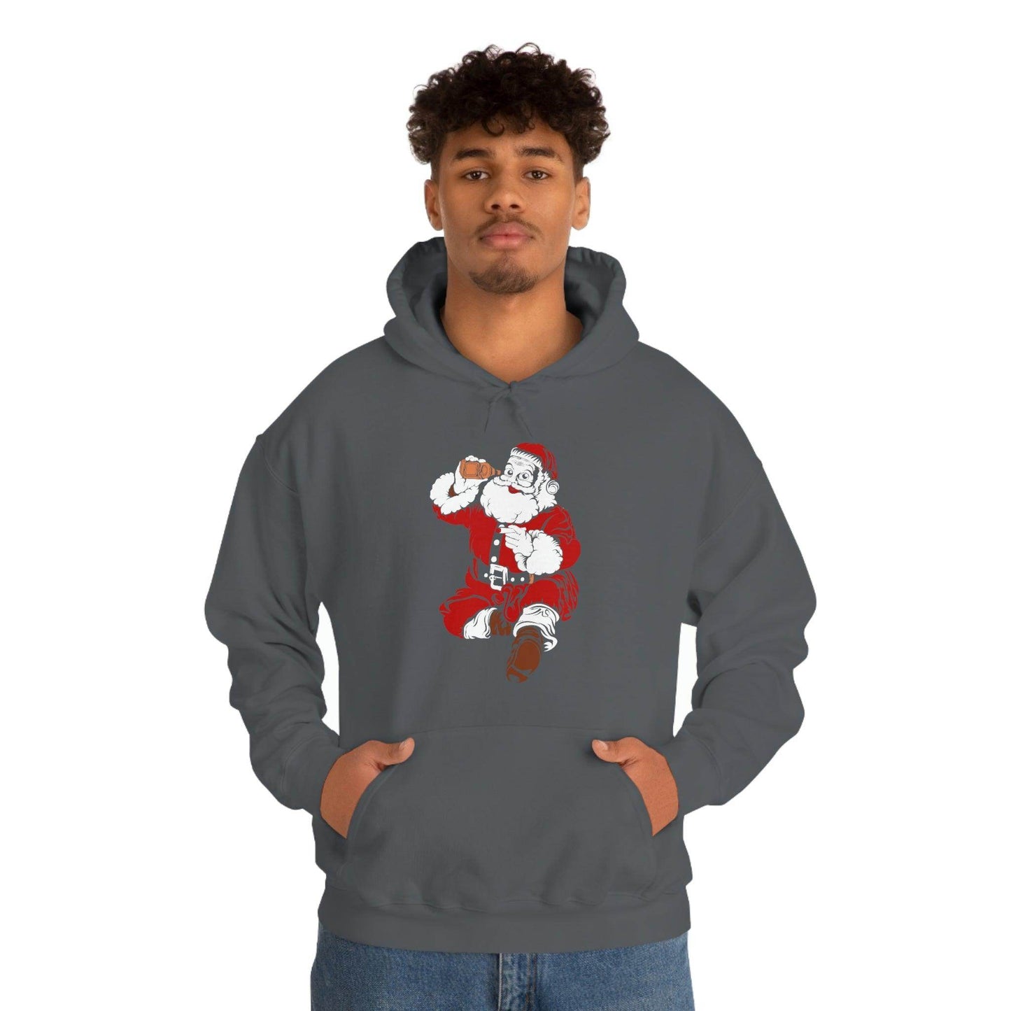 Santa drinking beer funny Hooded Sweatshirt, - Giftsmojo