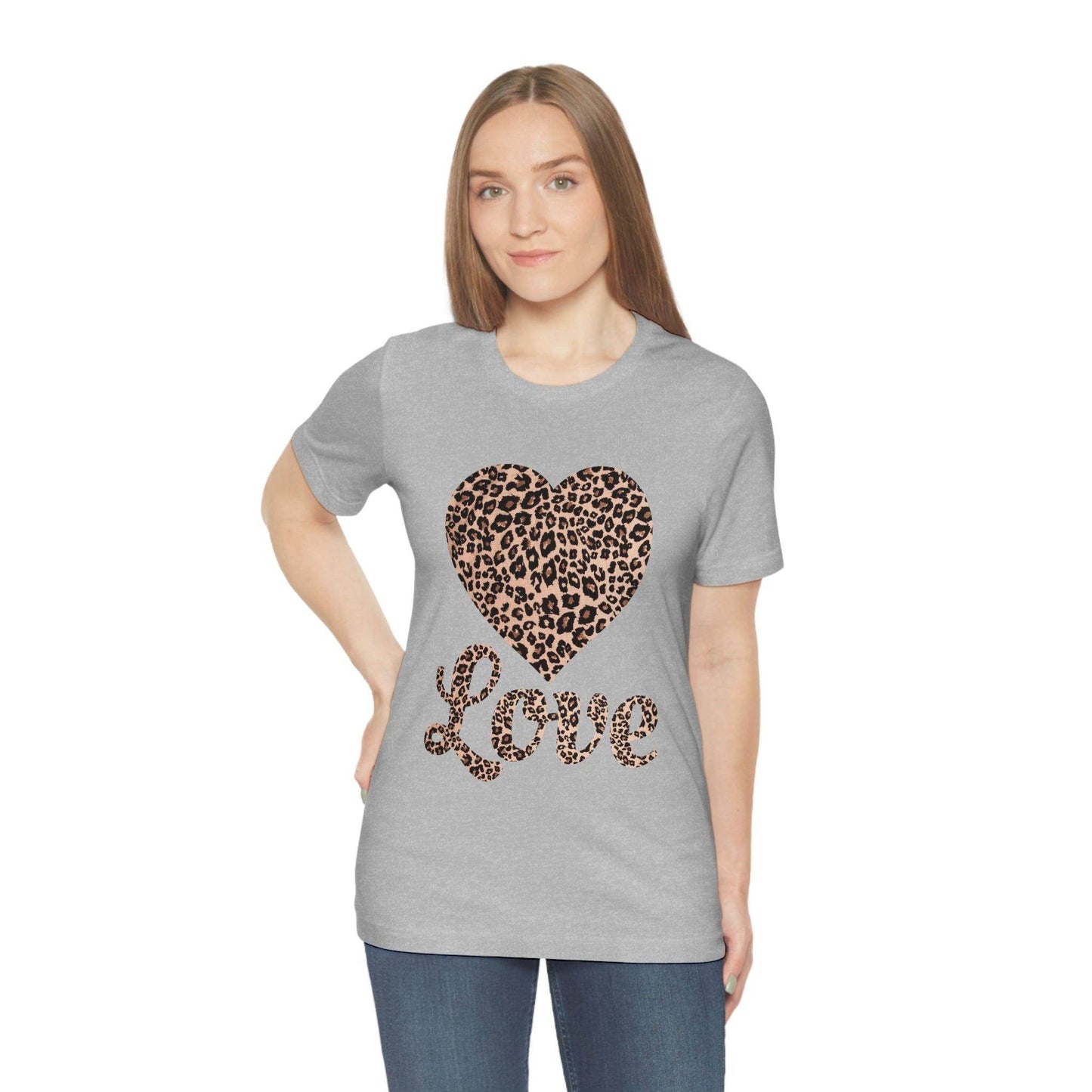Leopard Print, Love Heart Tee, - Giftsmojo
