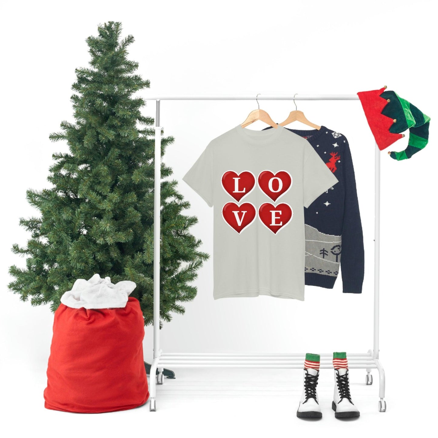white 4hearts love Tee - Giftsmojo