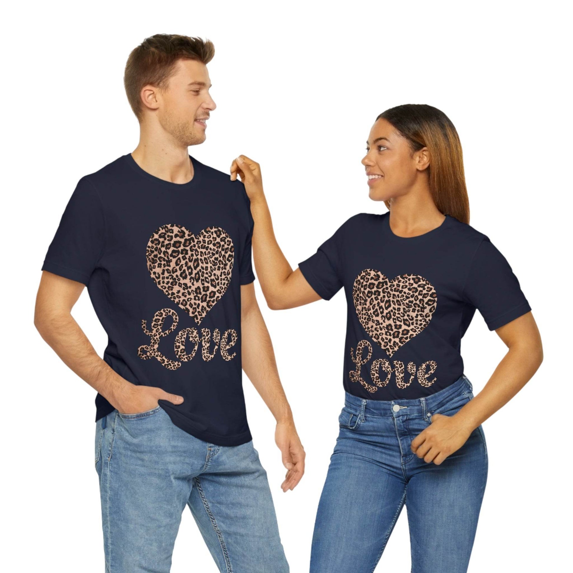 Leopard Print, Love Heart Tee, - Giftsmojo