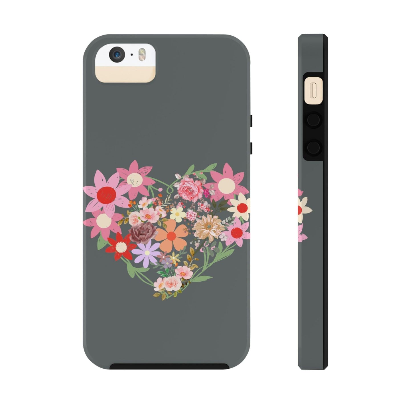 Floral Heart phone case, Tough Phone Cases, Mom Phone Case fit for iPhone 14 Pro, 13, 12, 11 Pro Max, Xr, Xs, 8+, 7, And Samsung S
