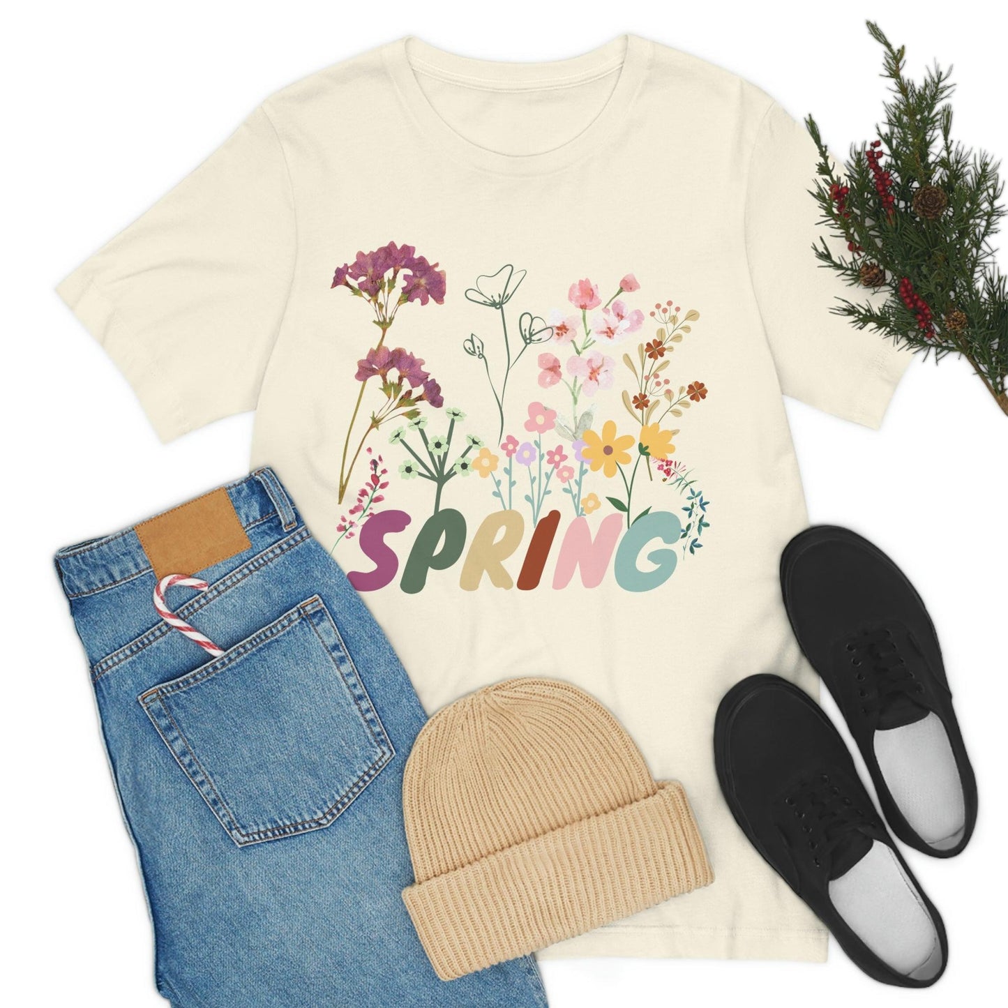 Spring Shirt, Flower T shirt, Vintage Botanical Shirt, Vintage T-shirt, Graphic Tshirt, Botanical Print, Vintage Flower Shirt, Wildflower,