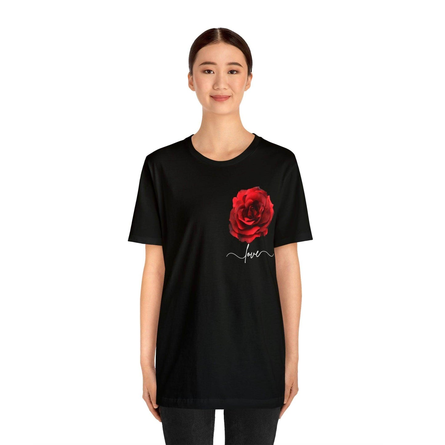 Love Rose Flower T-shirt for Women, Rose Graphic T-shirt, floral shirt, gift for her, love shirt - Giftsmojo