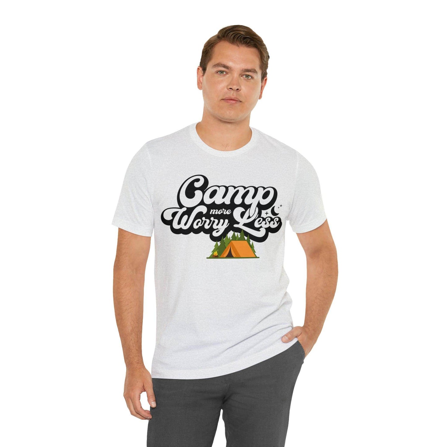 Camp More Worry Less Shirt, Outdoor adventure clothing, Nature-inspired shirts, Outdoor enthusiasts gift, Adventure-themed attire - Giftsmojo
