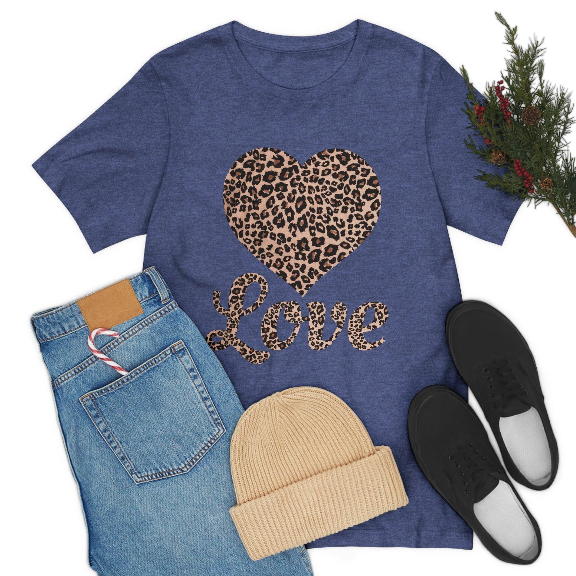 Leopard Print, Love Heart Tee, - Giftsmojo