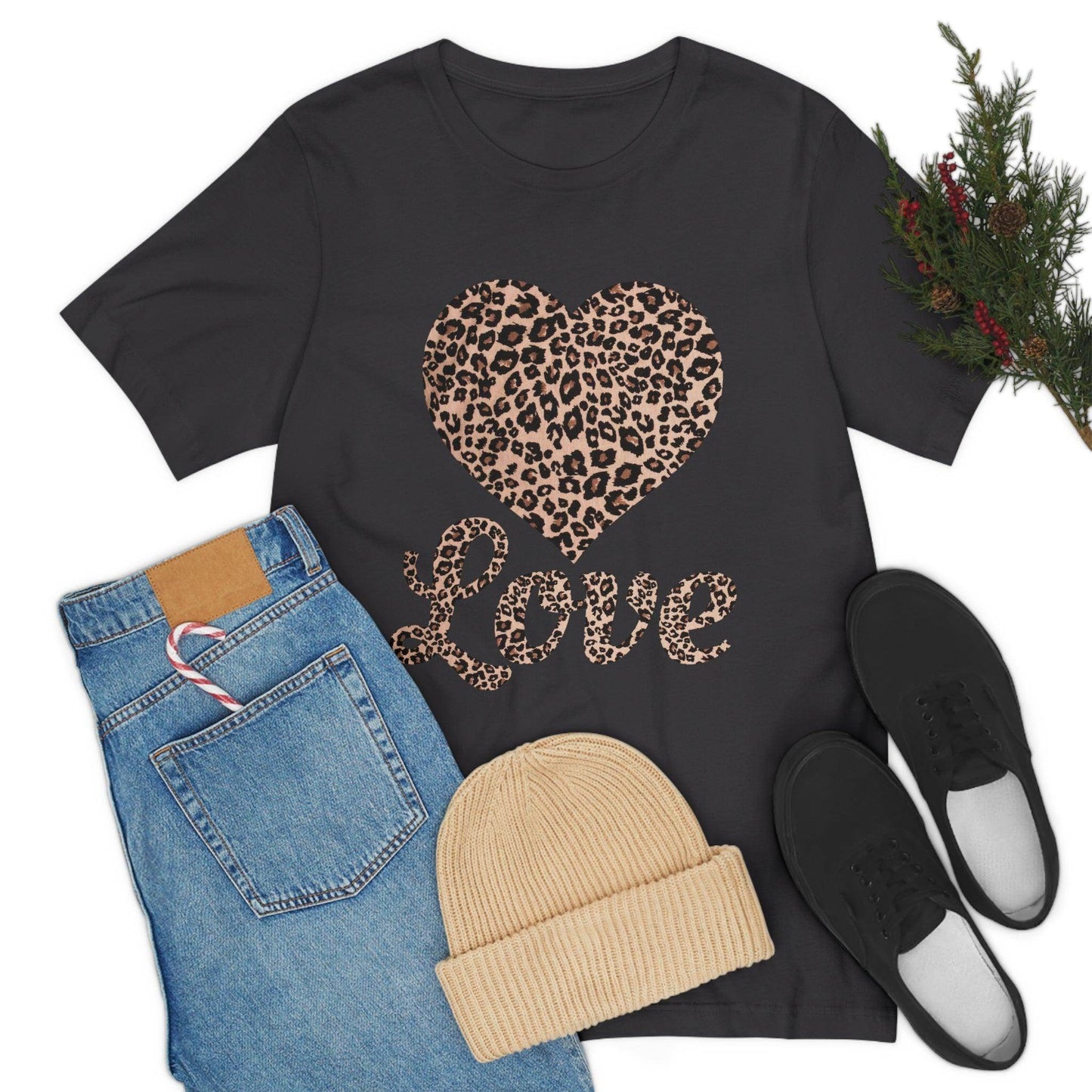 Leopard Print, Love Heart Tee, - Giftsmojo