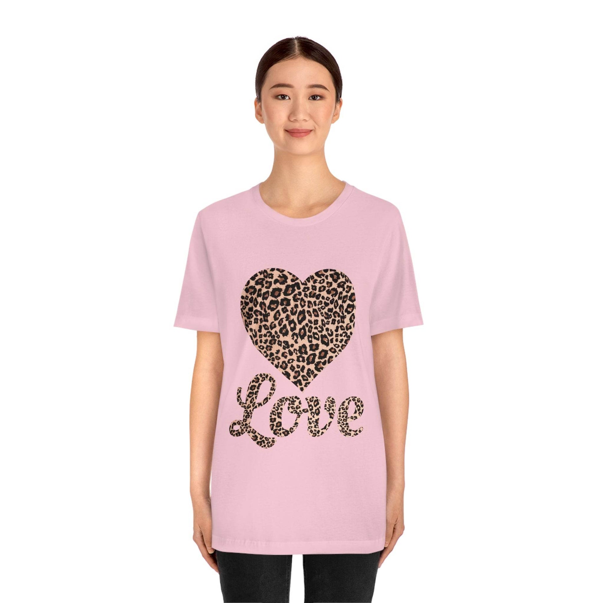 Leopard Print, Love Heart Tee, - Giftsmojo