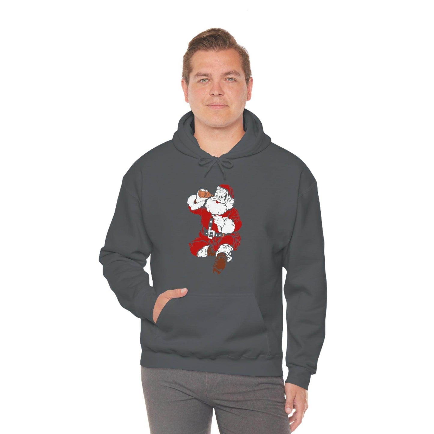 Santa drinking beer funny Hooded Sweatshirt, - Giftsmojo