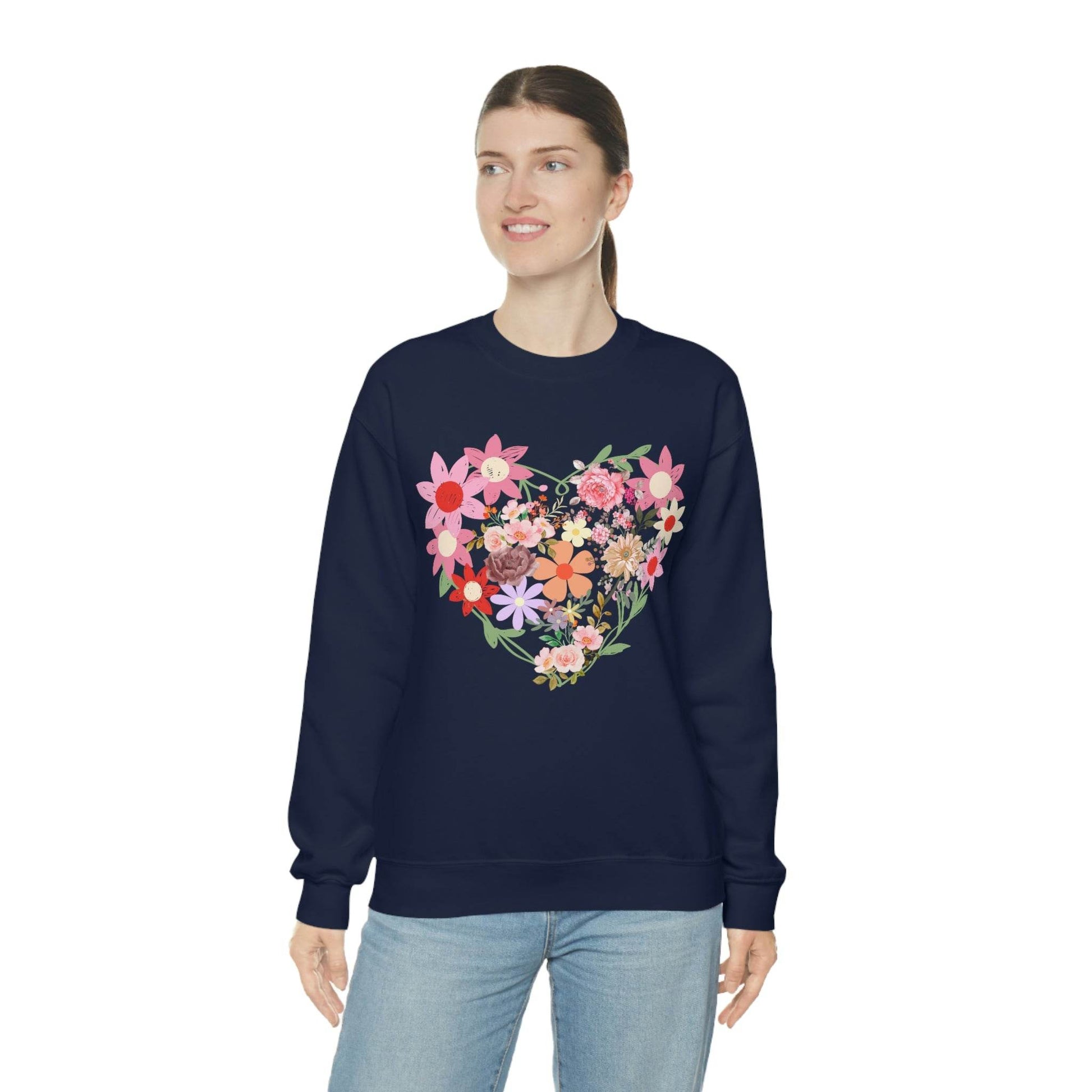 Flower Heart sweatshirt - Floral sweatshirt - Love Sweatshirt - Giftsmojo