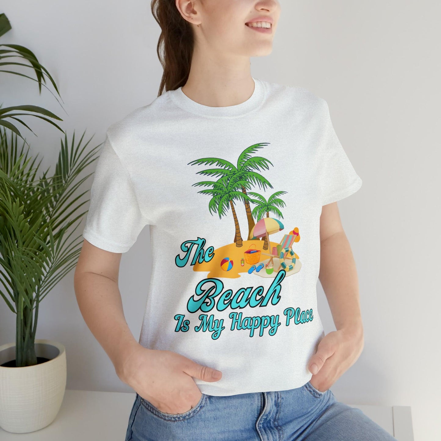 Beach shirt, The Beach is my happy place shirt, Beach t-shirt, Summer shirt, Beachwear, Beach fashion, Stylish beach apparel