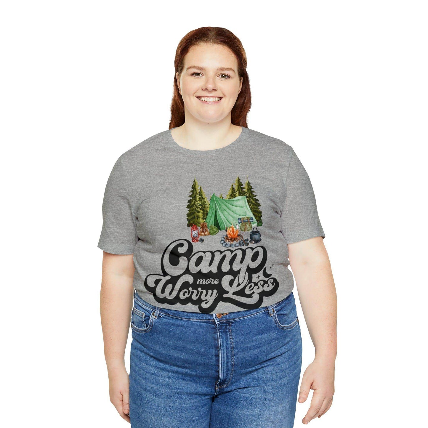 Camp More Worry Less Shirt, Outdoor adventure clothing, Nature-inspired shirts, Hiking apparel, Outdoor enthusiasts gift, Adventure-themed attire - Giftsmojo