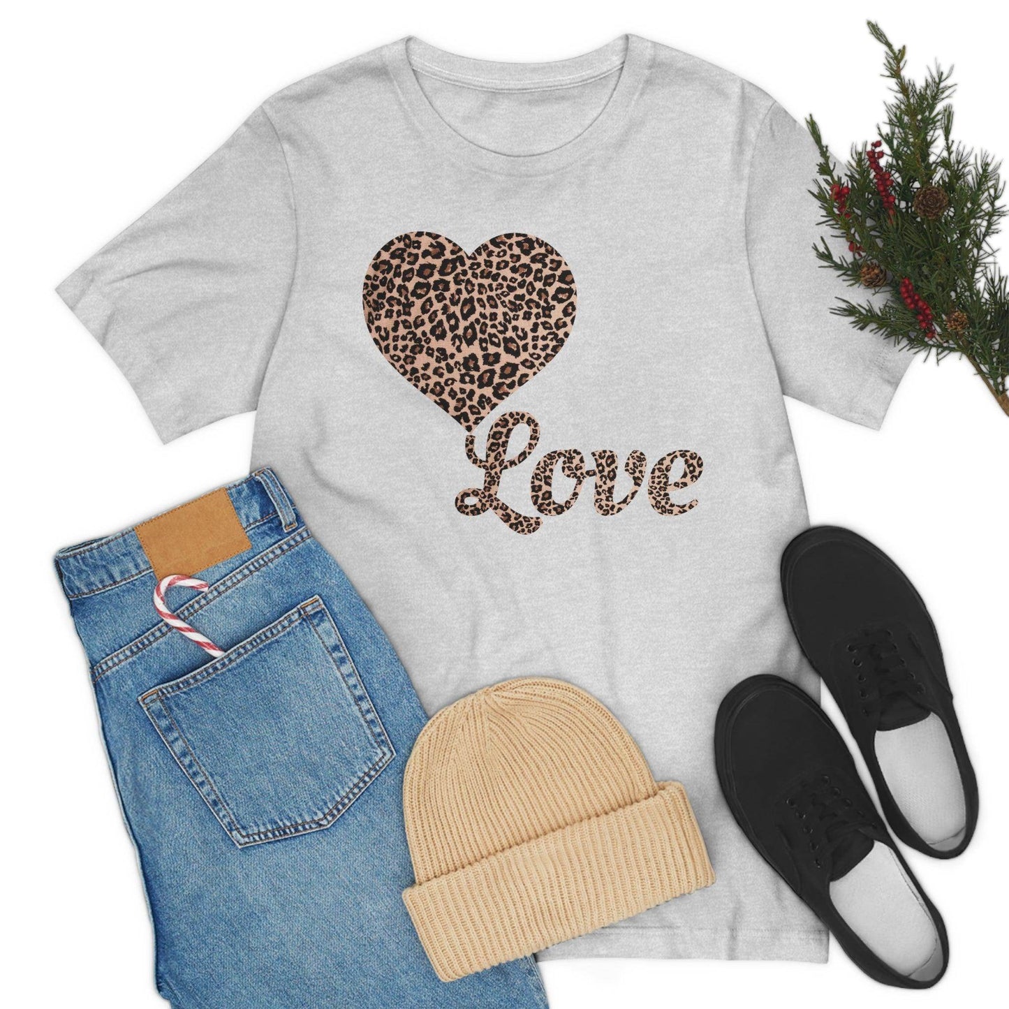 Love Heart, Leopard Print Tee - Giftsmojo