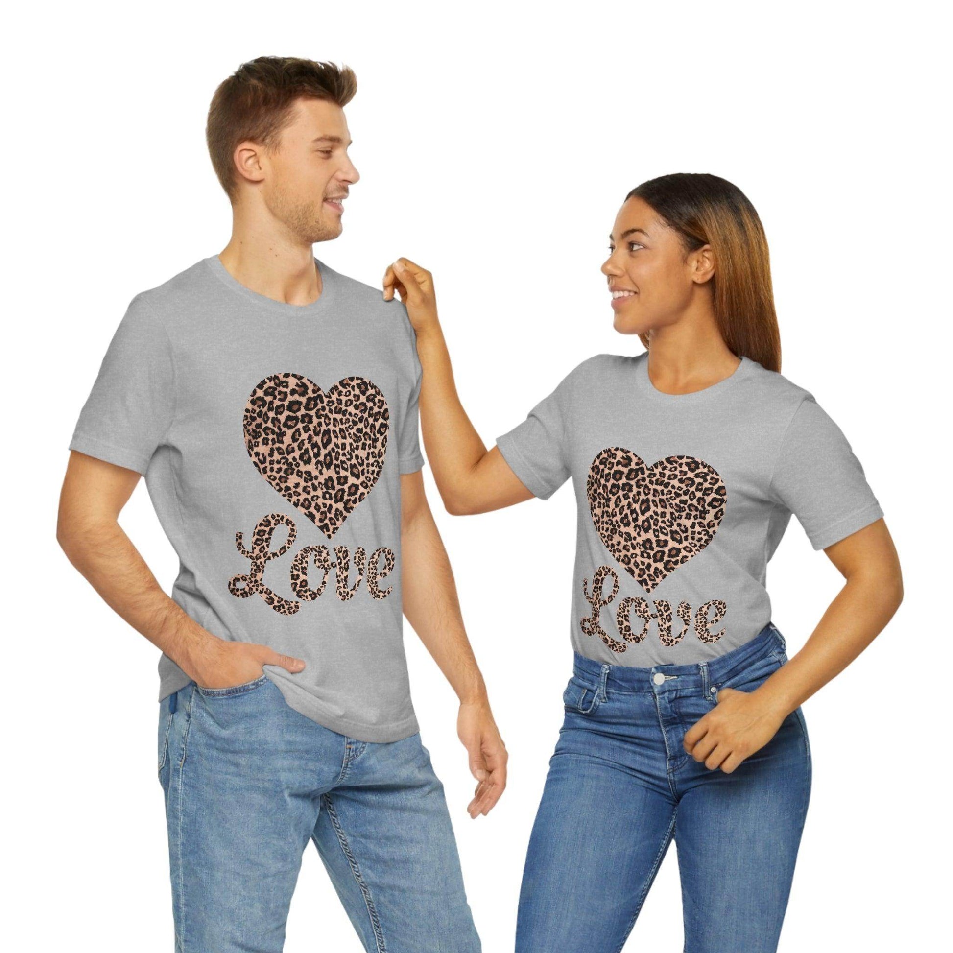 Leopard Print, Love Heart Tee, - Giftsmojo
