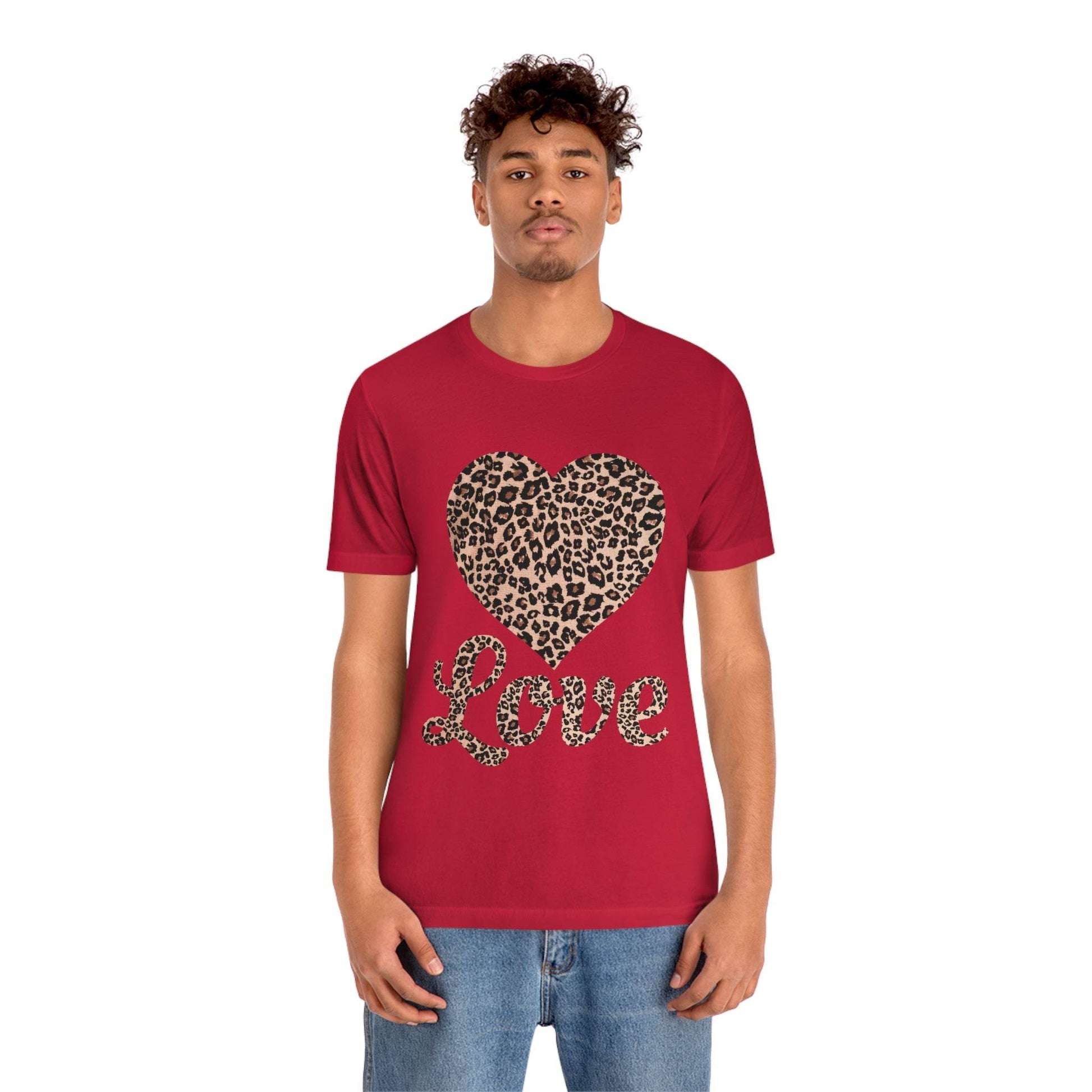 Leopard Print, Love Heart Tee, - Giftsmojo