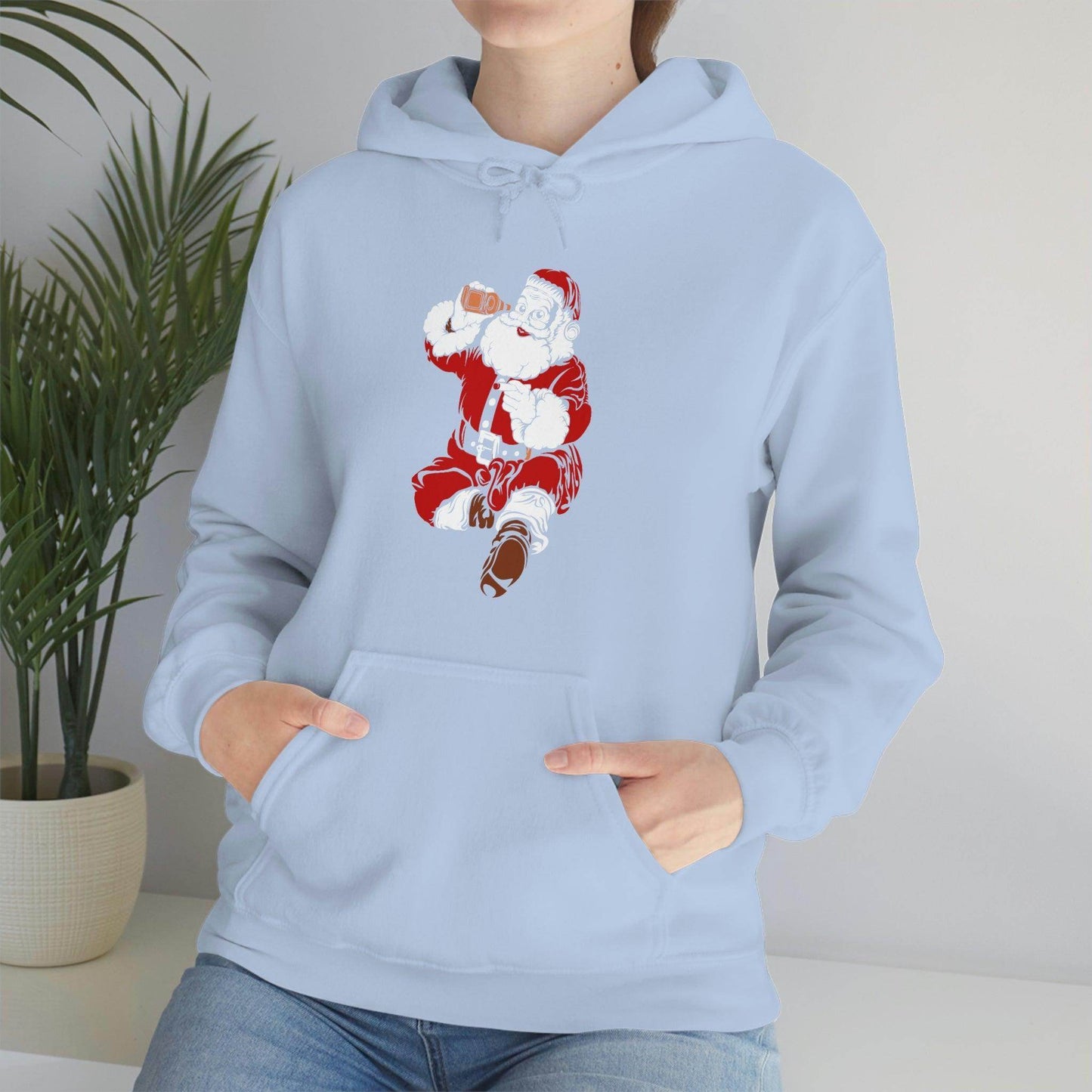 Santa drinking beer funny Hooded Sweatshirt, - Giftsmojo