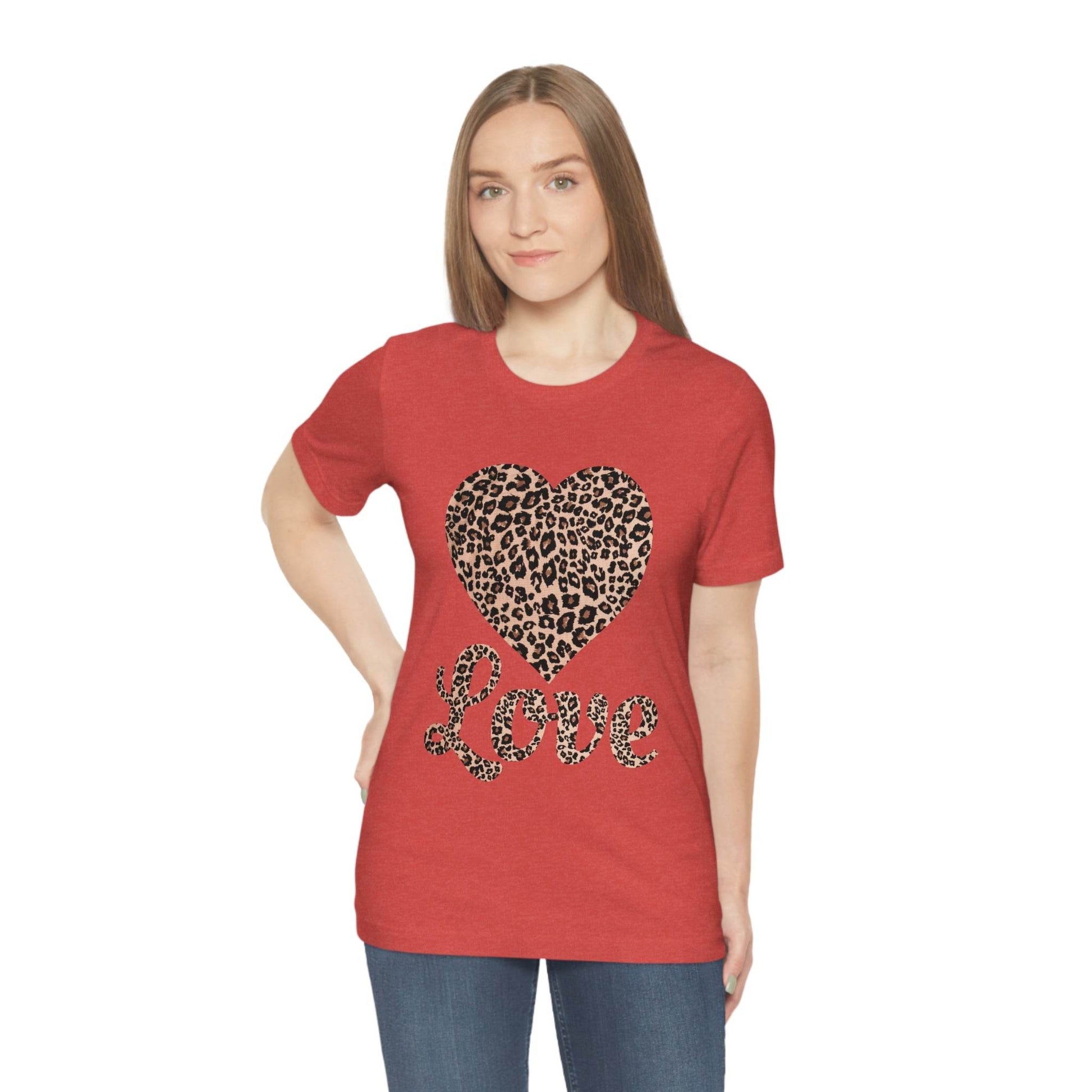 Leopard Print, Love Heart Tee, - Giftsmojo