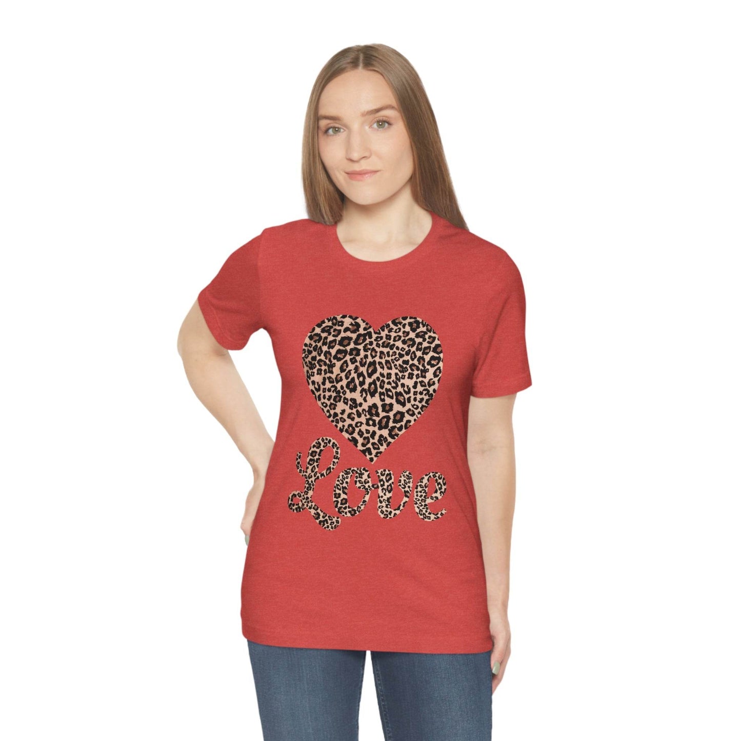Leopard Print, Love Heart Tee, - Giftsmojo