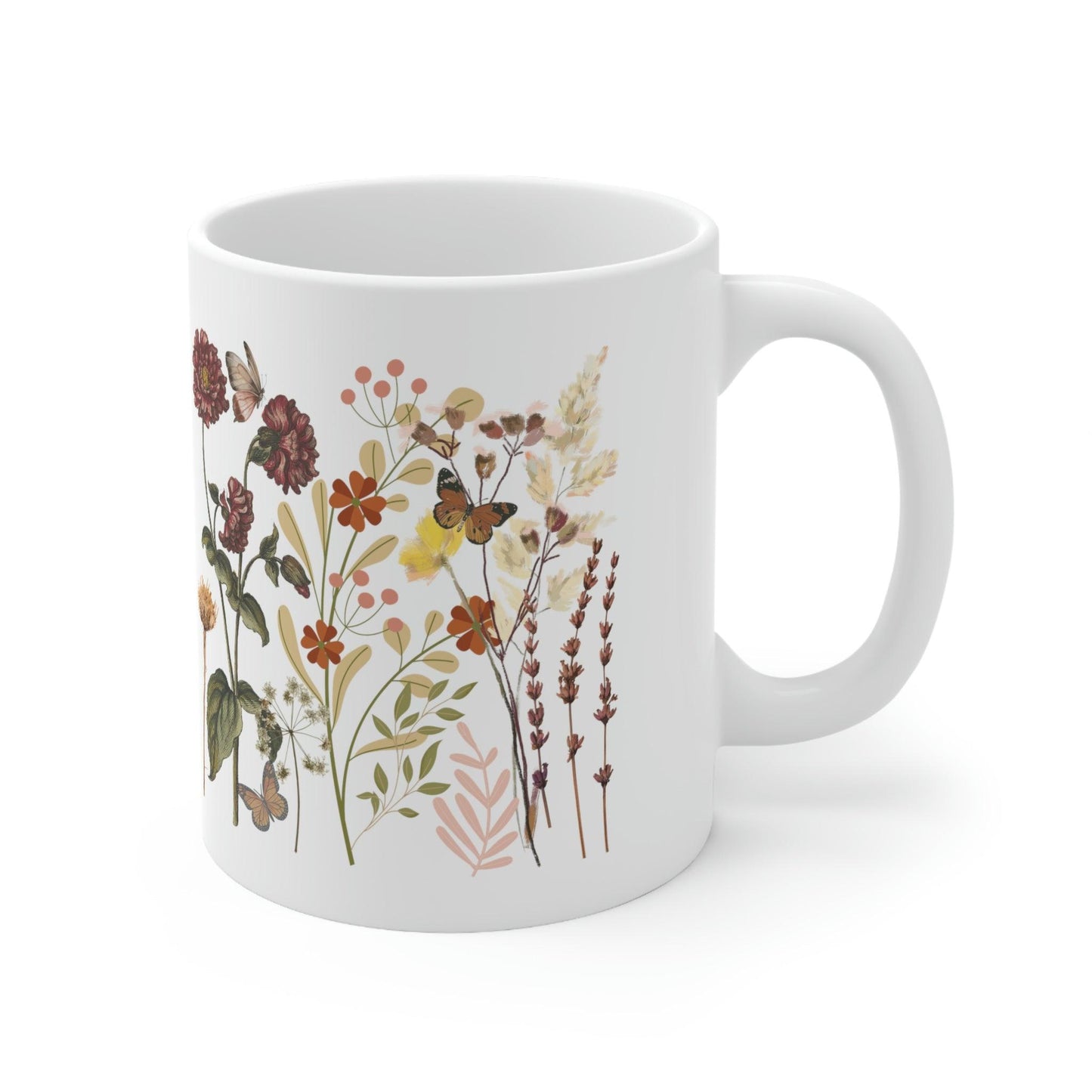 Floral Mug, gift for mom on mothers day, Birthday gift for mom, gift for plant lovers, coffee mug for her, hot cocoa mug, gift for coffee lover - Giftsmojo