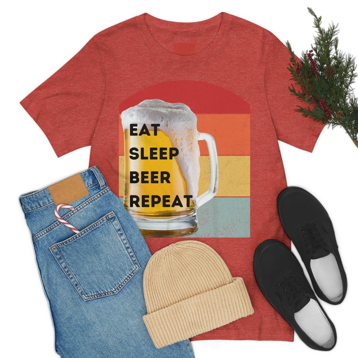 Retro shirt Eat Sleep Beer Repeat - funny beer shirt - Giftsmojo