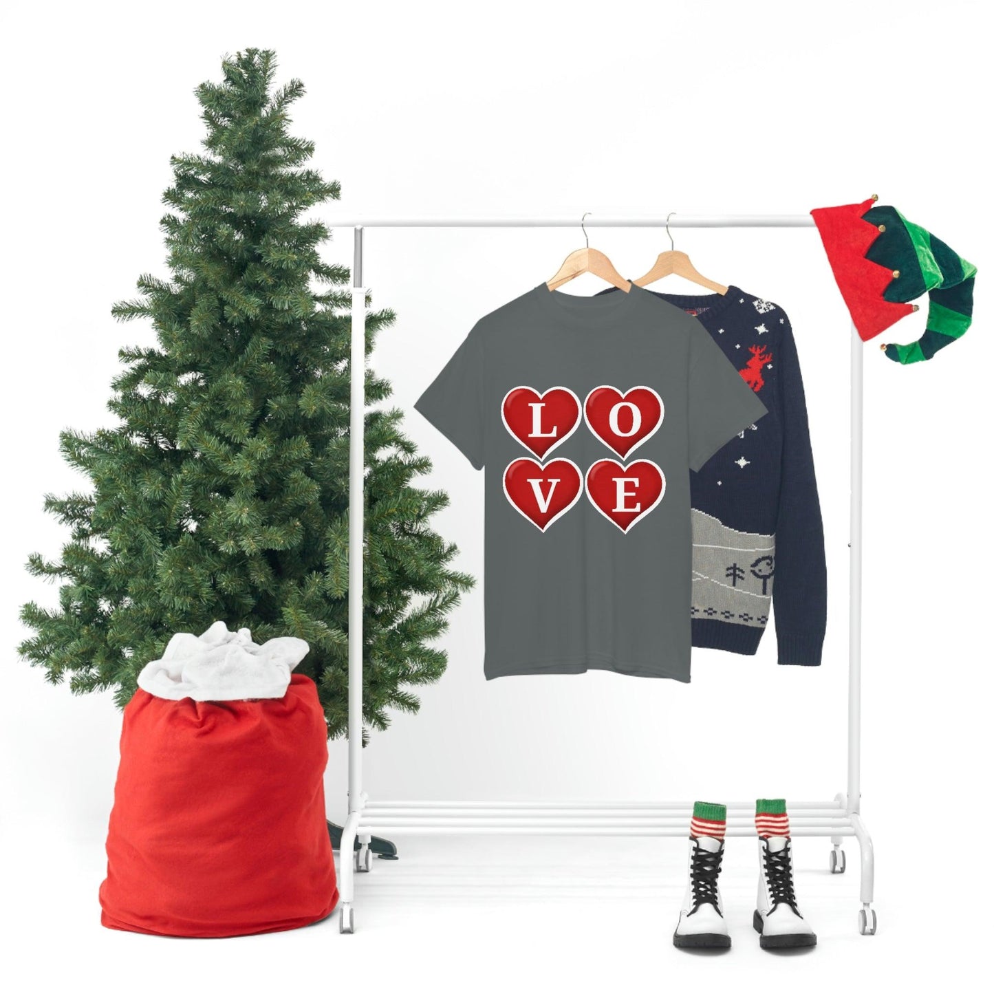 white 4hearts love Tee - Giftsmojo