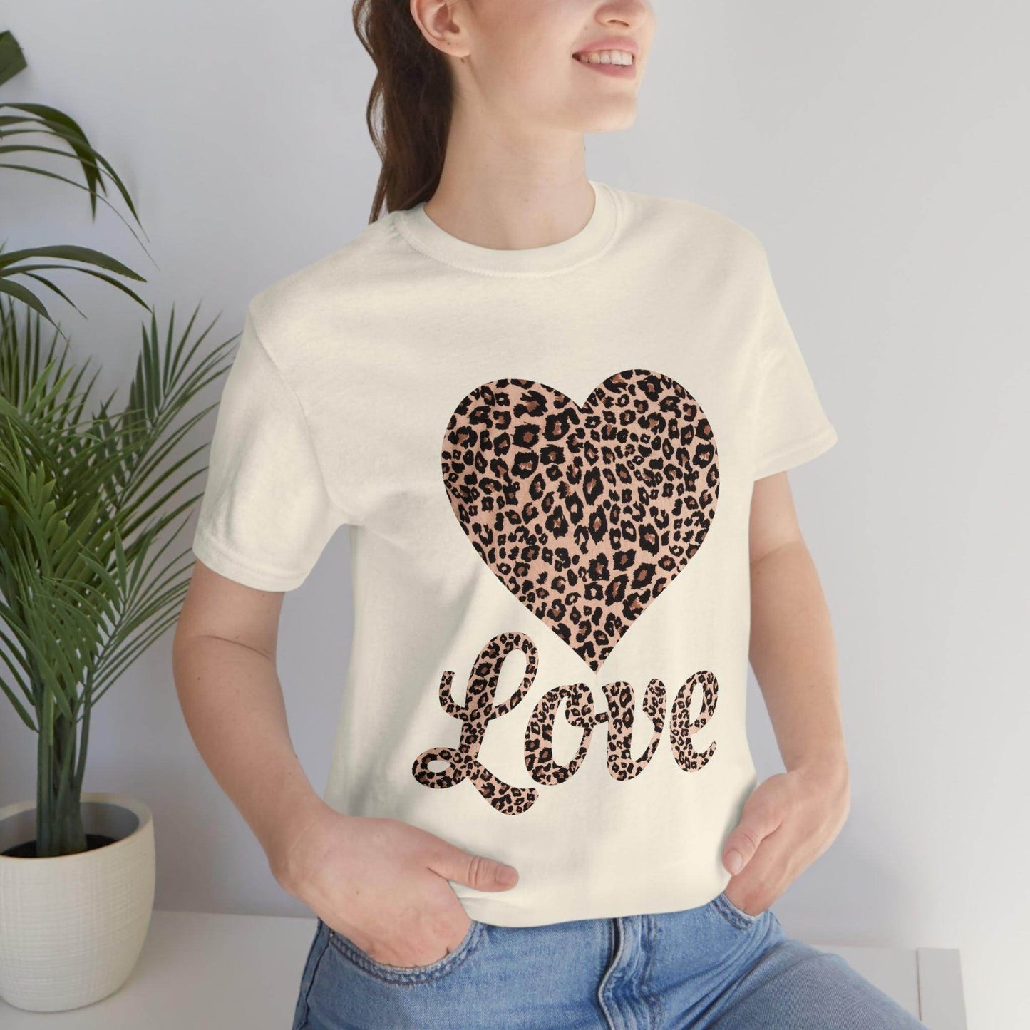 Leopard Print, Love Heart Tee, - Giftsmojo