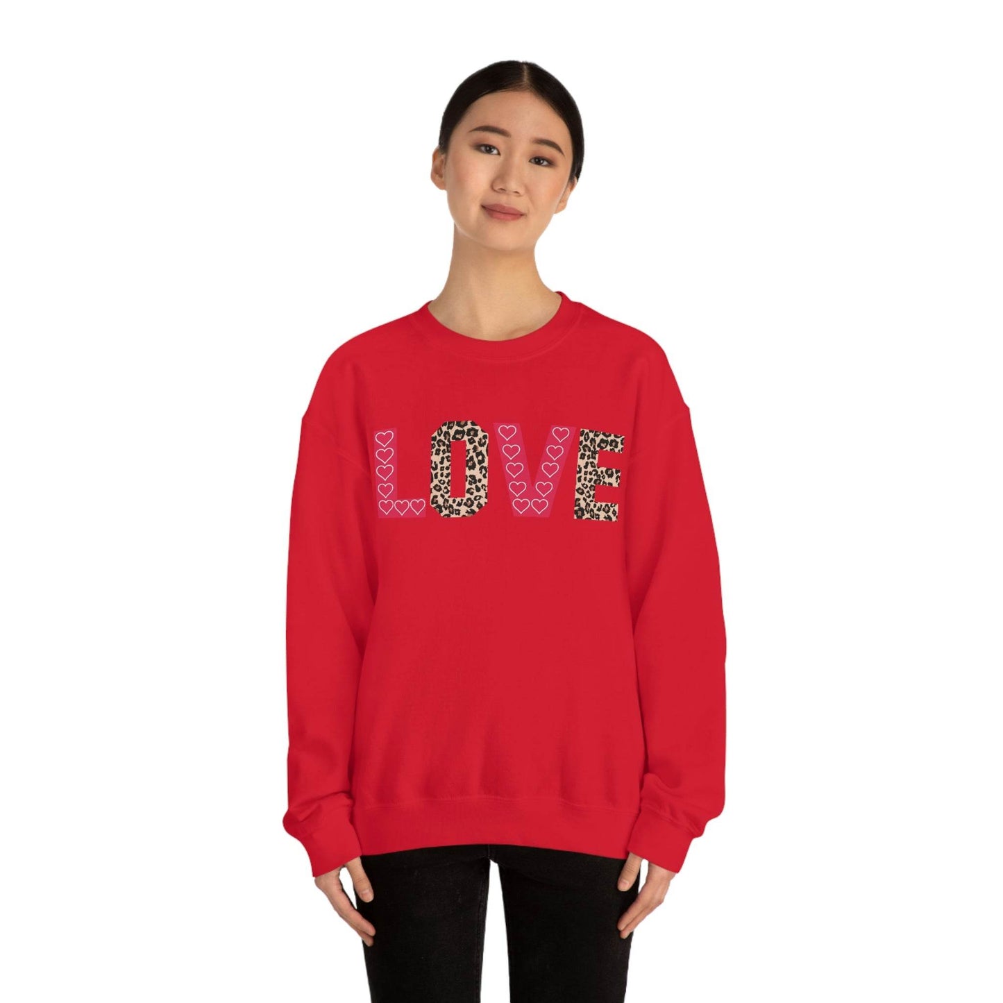 Love Sweatshirt with partial leopard print - Giftsmojo