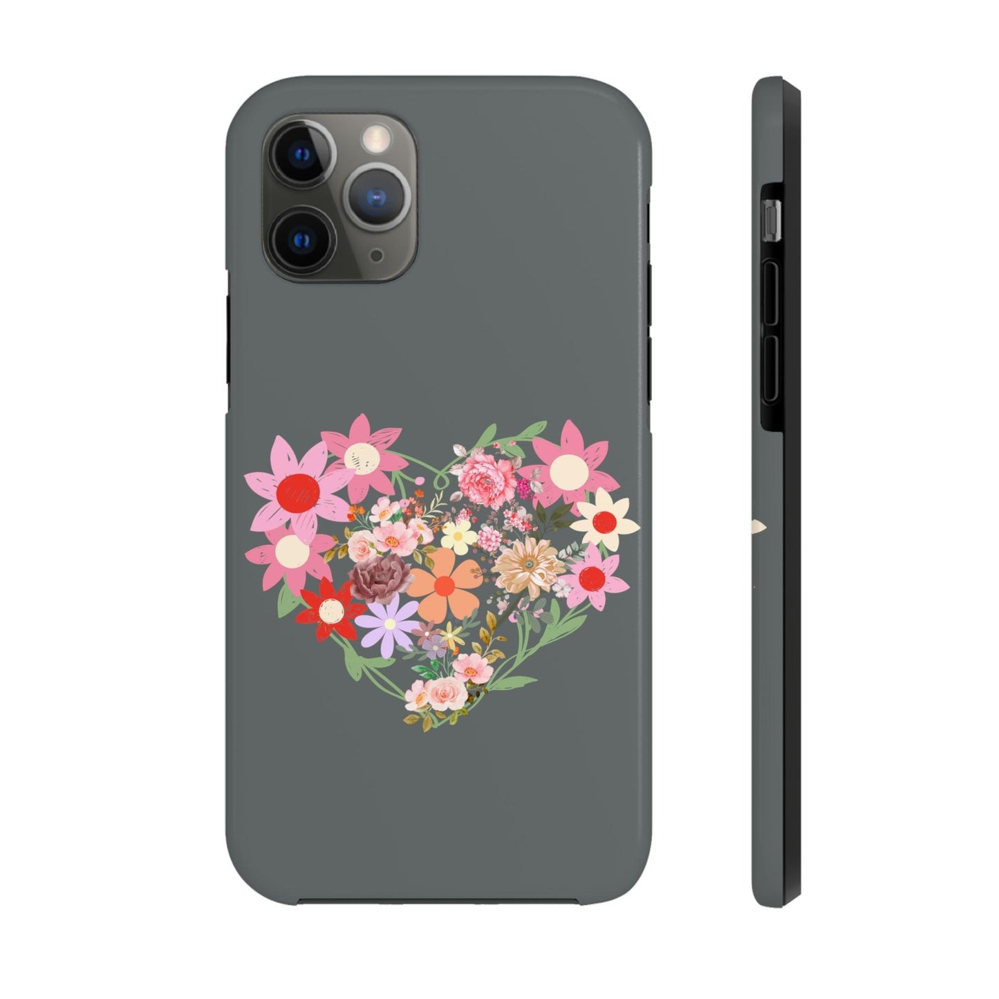 Floral Heart phone case, Tough Phone Cases, Mom Phone Case fit for iPhone 14 Pro, 13, 12, 11 Pro Max, Xr, Xs, 8+, 7, And Samsung S